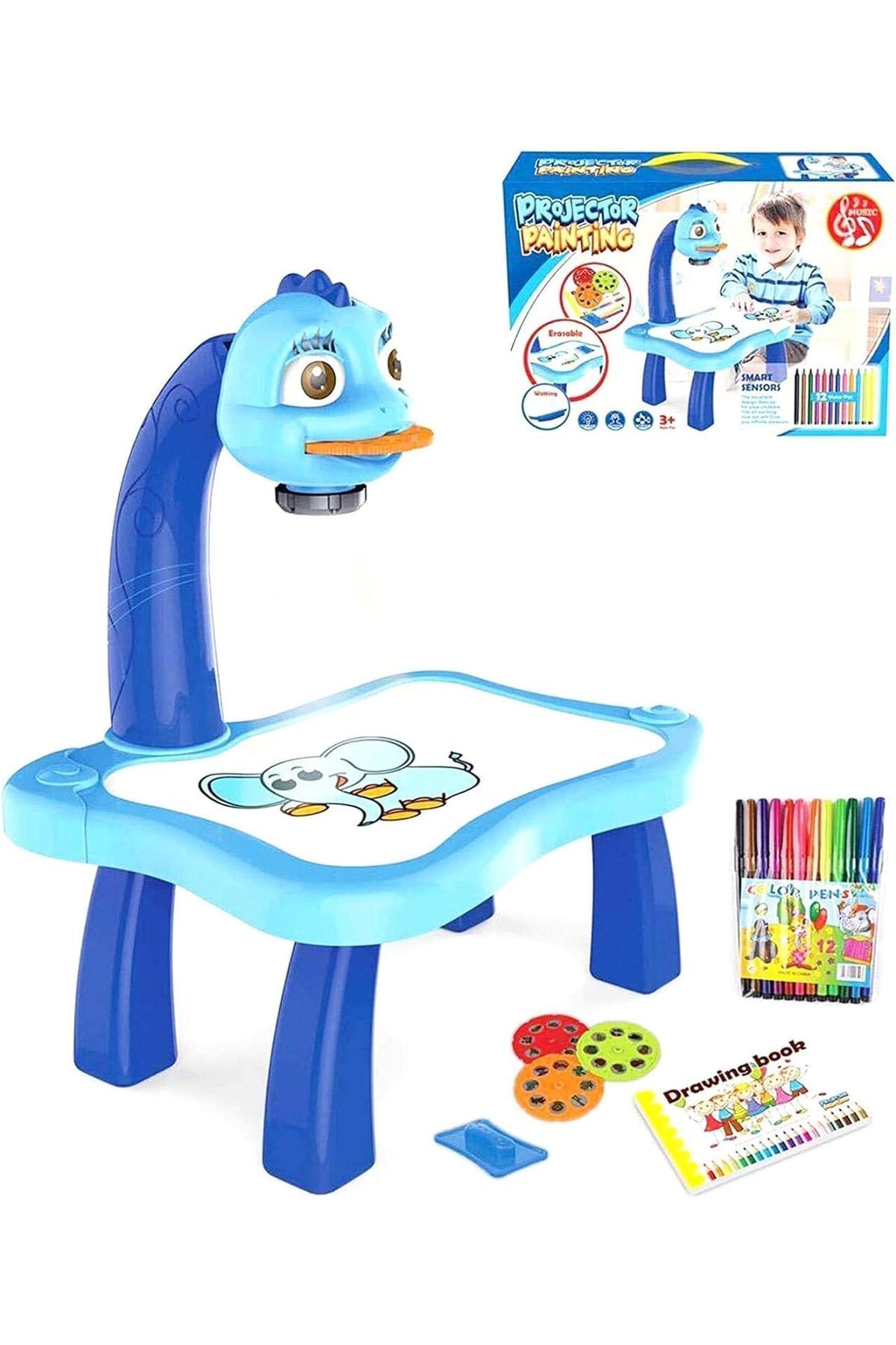 پروژه هنری با پروژکتور هدایت‌شده توسط کودکان، میز نقاشی اسباب‌بازی، تخته نقاشی کودکان، میز کار هنری، صنایع دستی، آموزش