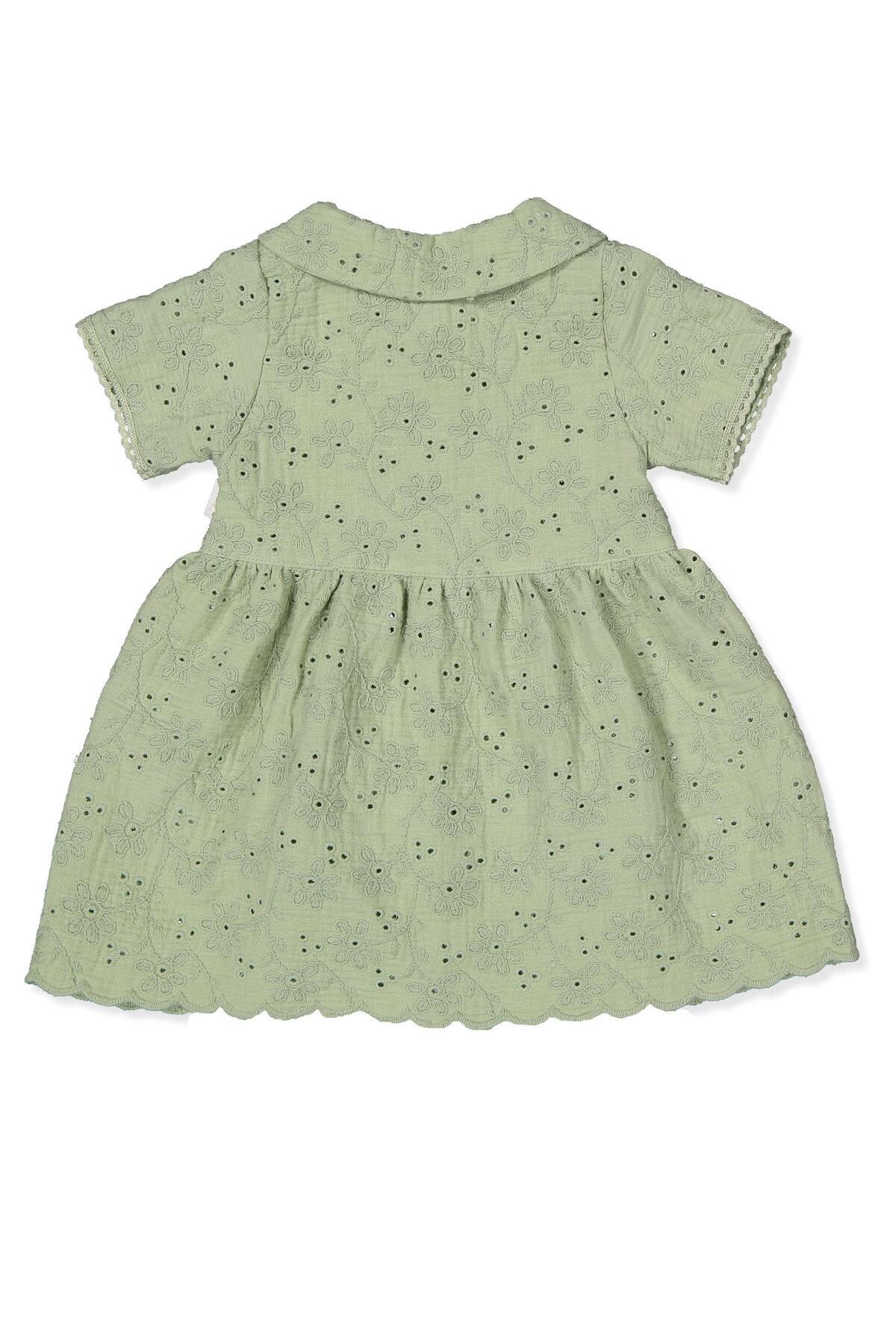 Bebetto DOKUMA ELBİSE (NATURAL VIOLET) YEŞİL fotoğrafı 2 (önizleme)