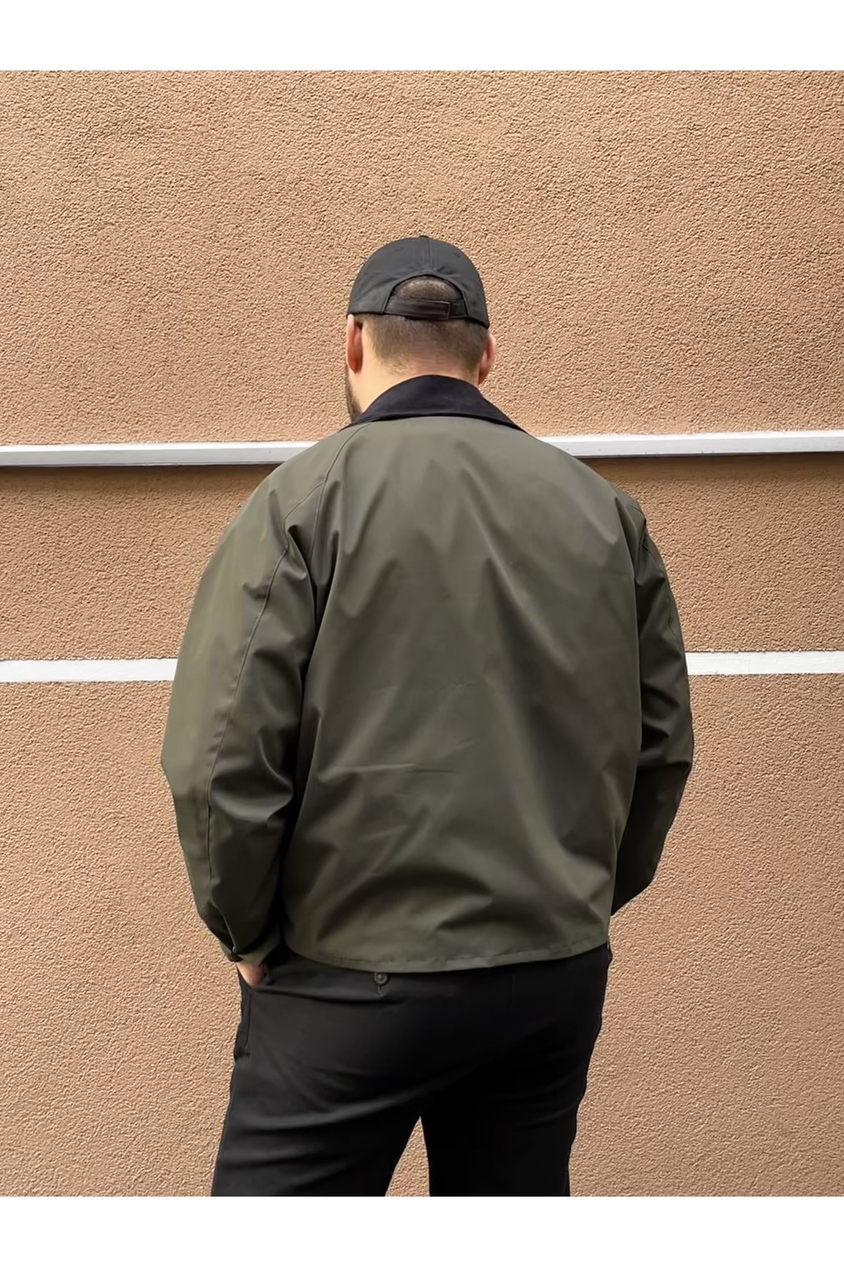 Stoncs  Erkek Haki Kontrast Yakalı Oversize Ceket - Görsel 3