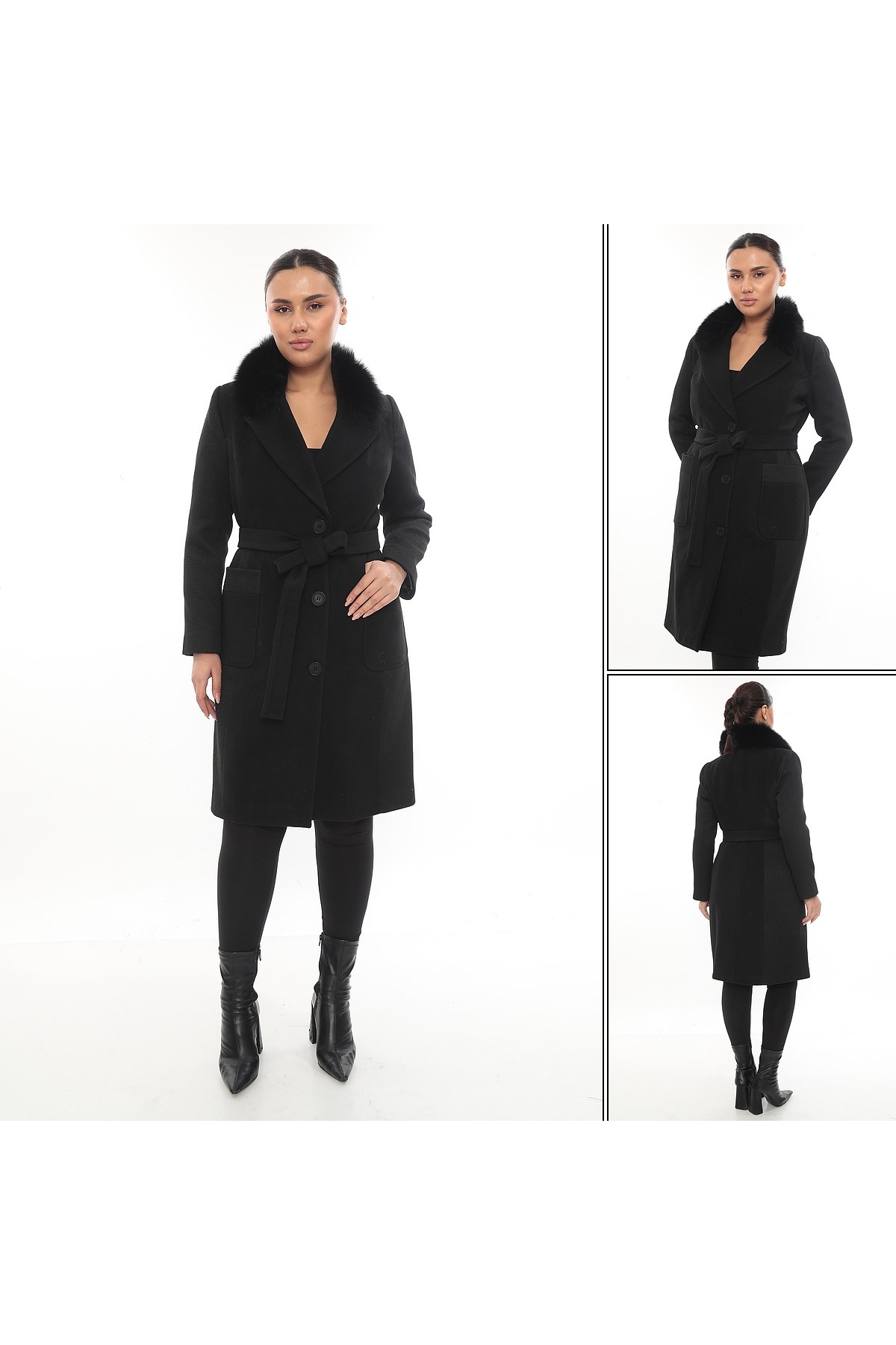 Cristina  BÜYÜK BEDEN KÜRKLÜ KABAN - Görsel 3