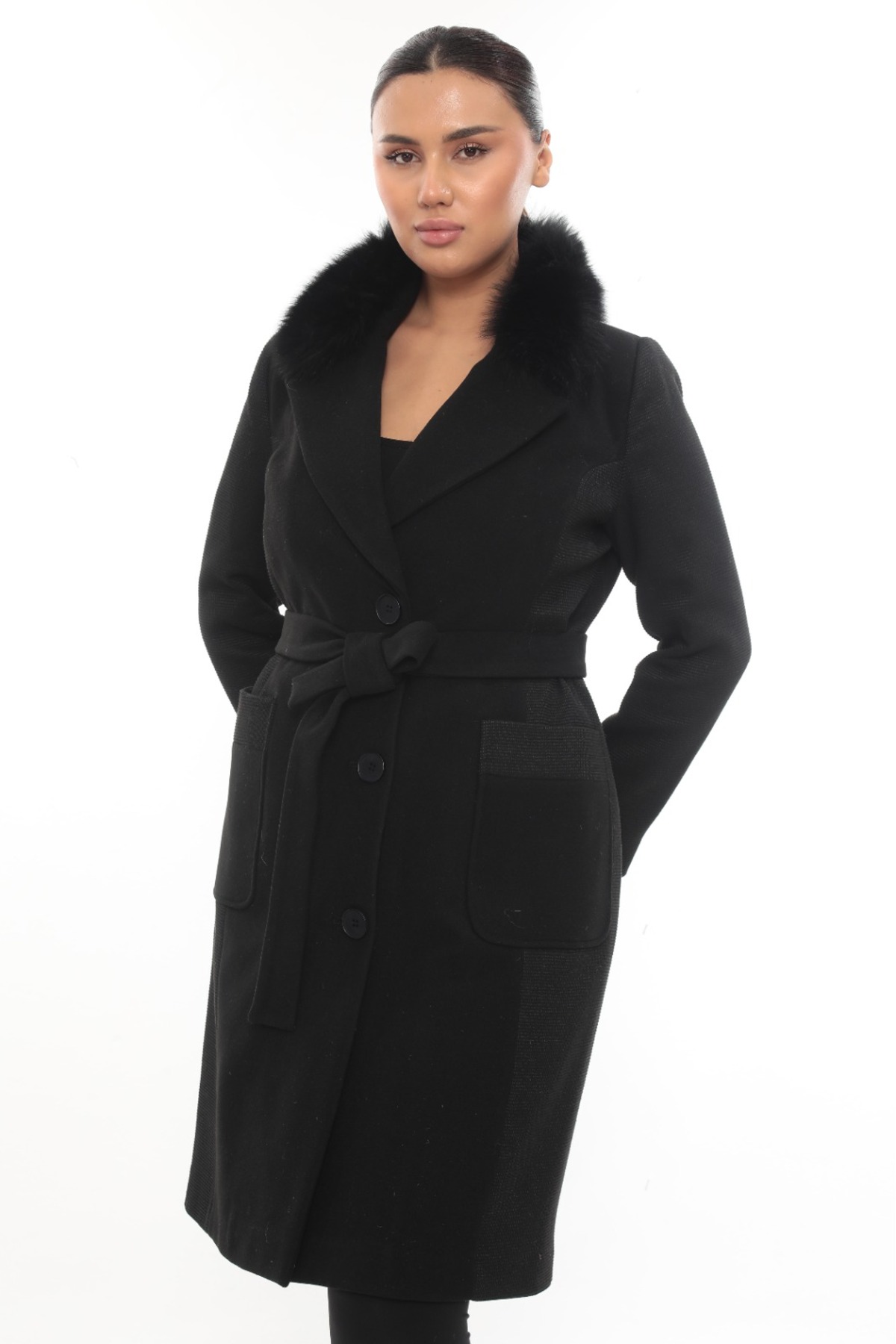 Cristina  BÜYÜK BEDEN KÜRKLÜ KABAN - Görsel 4