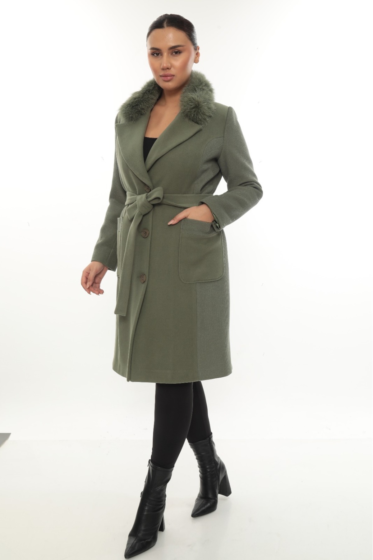 Cristina  BÜYÜK BEDEN KÜRKLÜ KABAN - Görsel 3