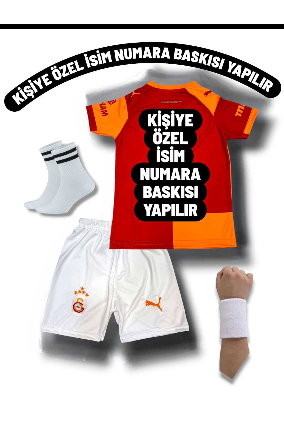 FOLKLORİST Kişiye Özel İsim Ve Numara Baskılı Galata.sarây 2026 Sarı Kırmızı Çocuk Futbol Forması 4'Lü Set