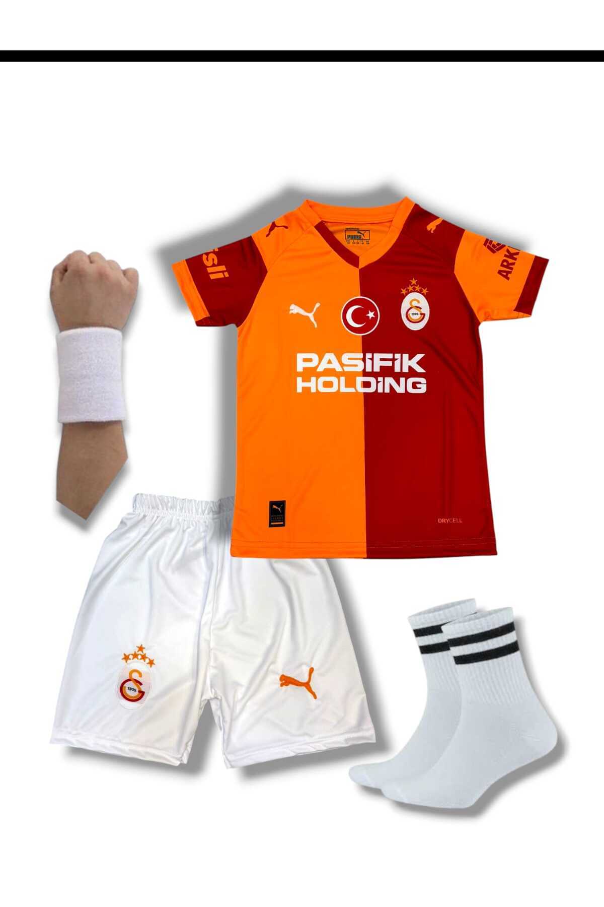 FOLKLORİST Galata.sarây\\ İsimsiz Sarı-Kırmızı İç saha Parçalı Yeni Sezon Çocuk Futbol Forması 4'Li Seti