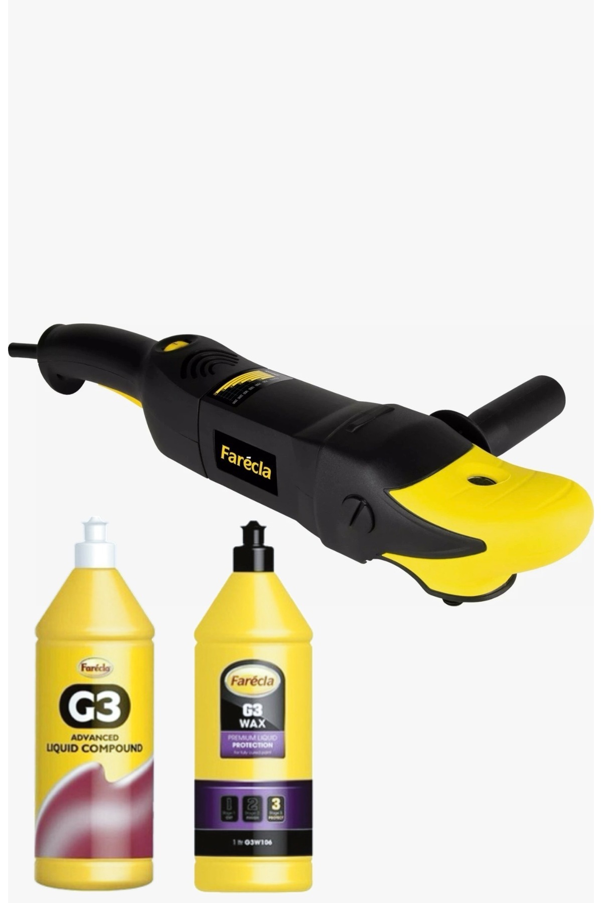 Farecla GPT002 Pasta Cila Polisaj Makinası 800W+ G3 Sıvı Pasta 1Lt + G3 Wax Cila 1lt