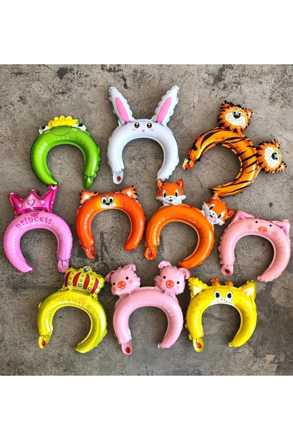 Çemrek Süs Parti Doğum Günü Etkinlik için Hayvanlı Şişme Taç 10 Adet