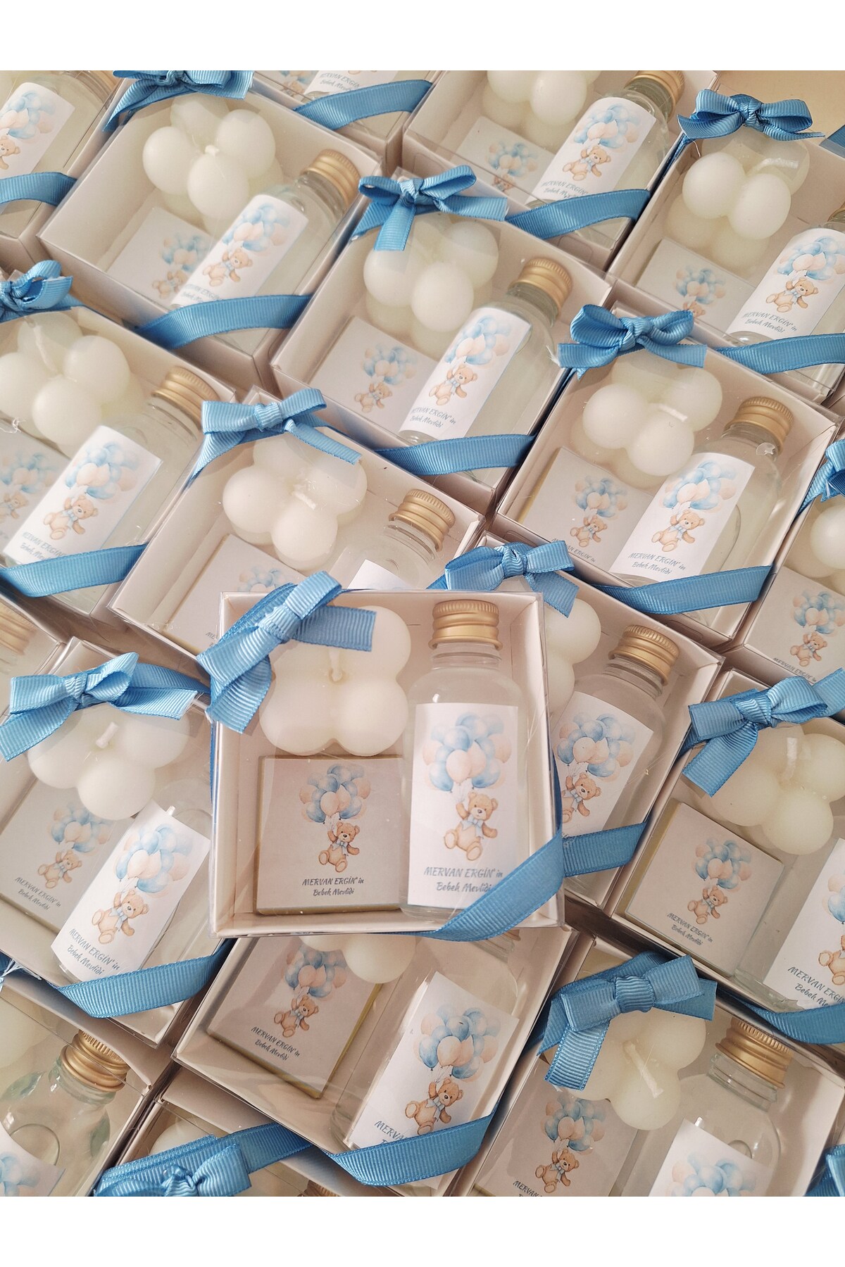LAYLAEVENTS Hoşgeldin Bebek hediyelik CAM kolonya mum çikolata set 10 adet fotoğrafı 2 (önizleme)
