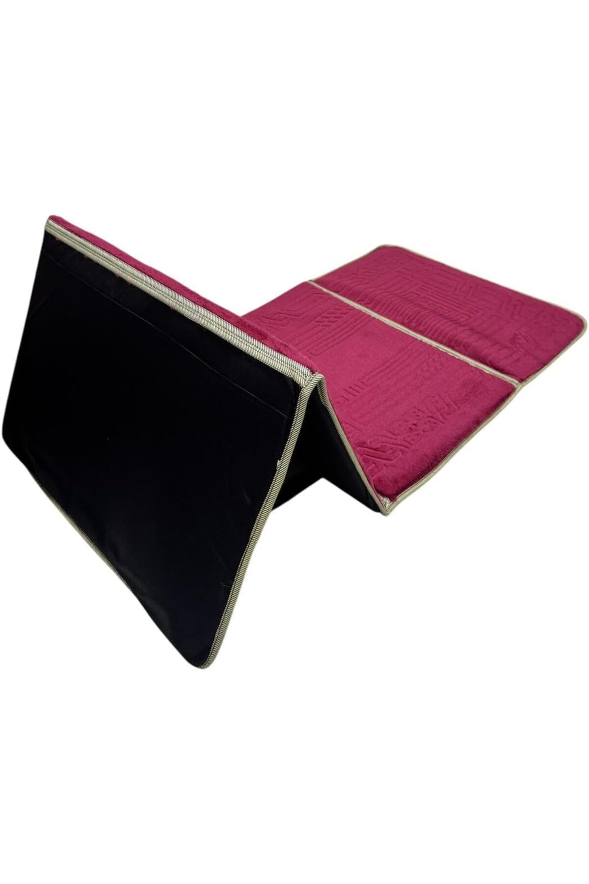 سجادة صلاة إسلامية 2 في 1 قابلة للطي للكرسي والتأمل والنزهات مع مسند للظهر (أحمر غامق)