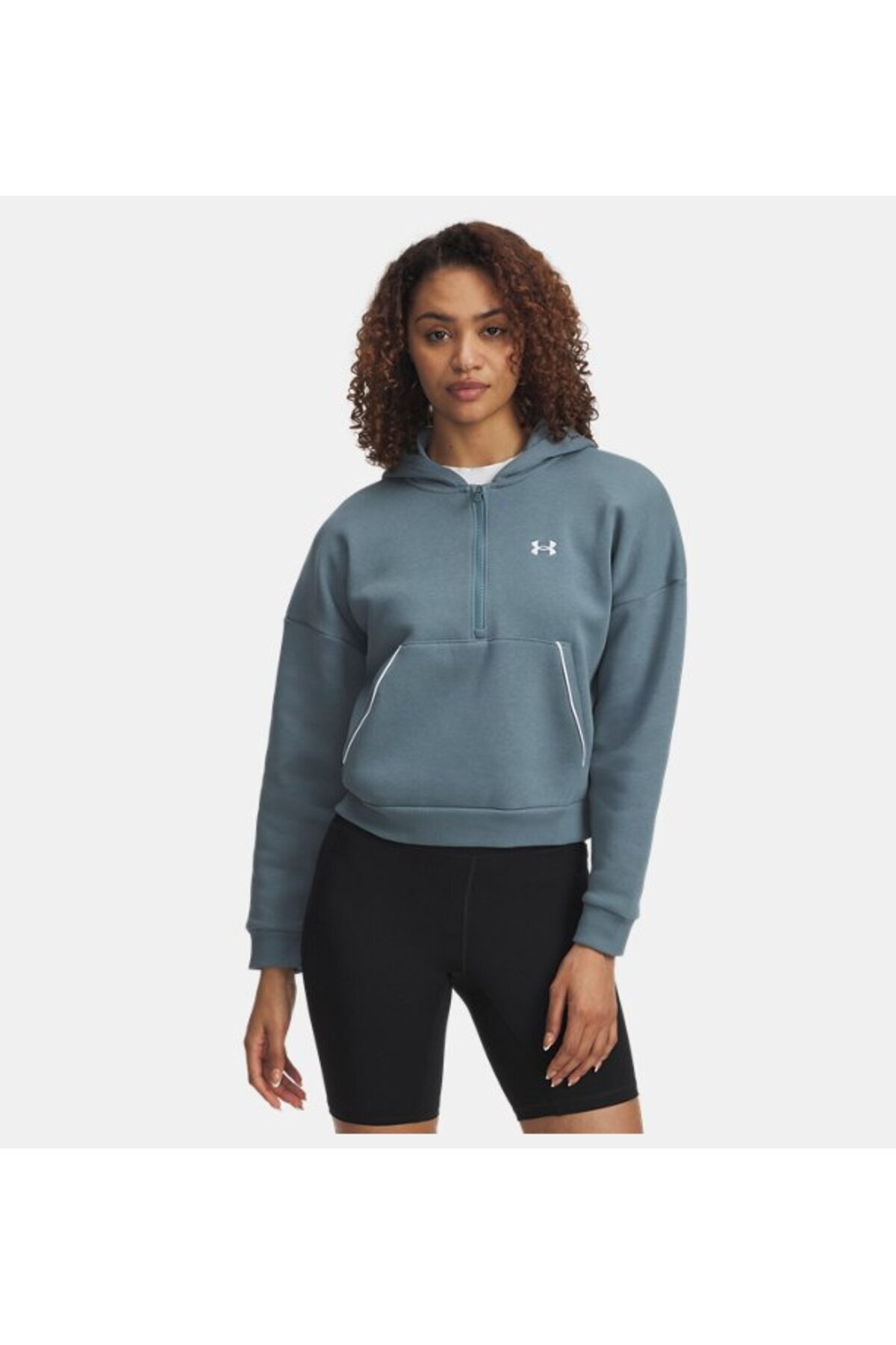 Under Armour Kadın UA Rival Fleece Piped Yarım Fermuarlı Kapüşonlu