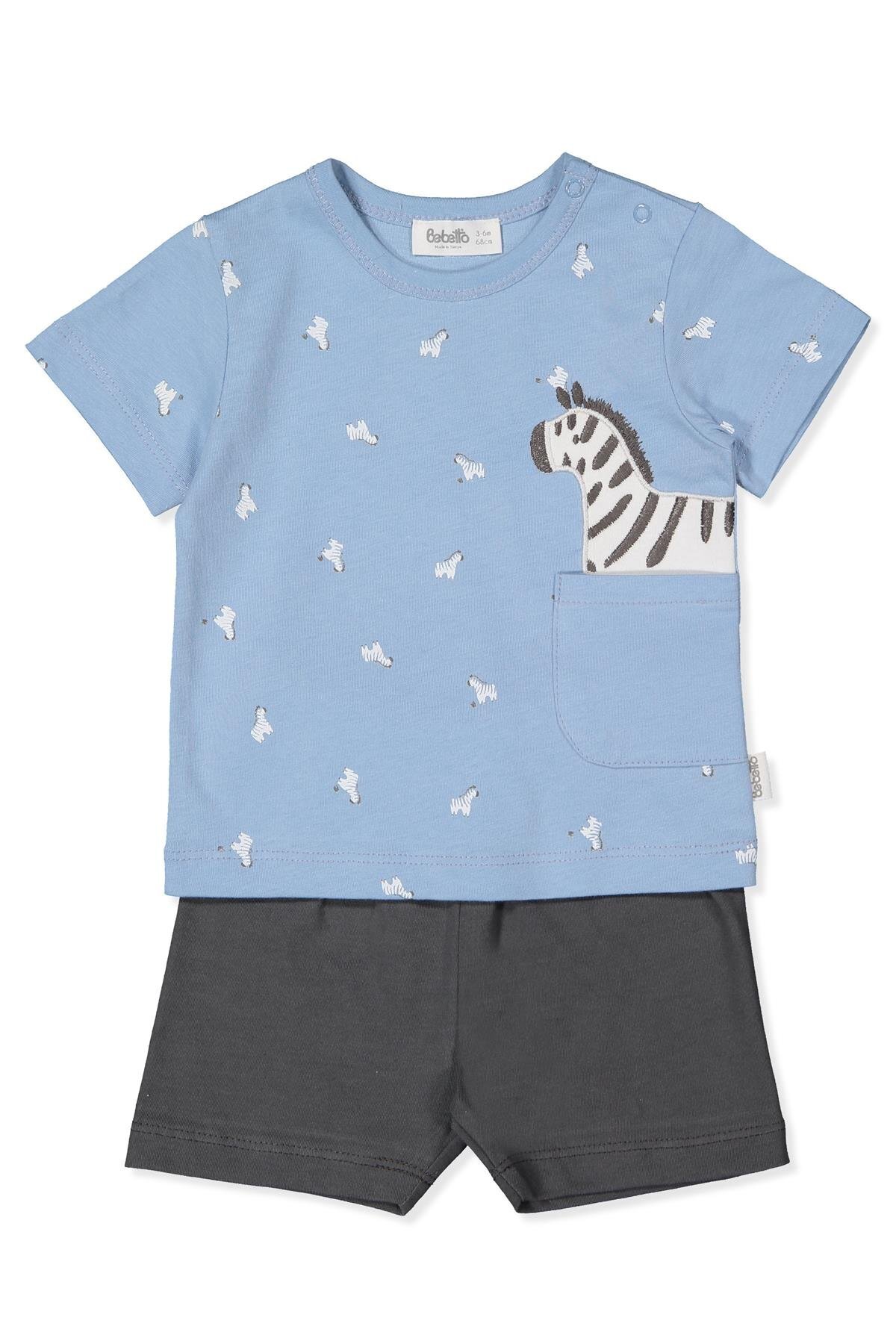 SINGLE JERSEY SHORTS 2-PIECE SET (WALKING ZEBRAS) BLUE