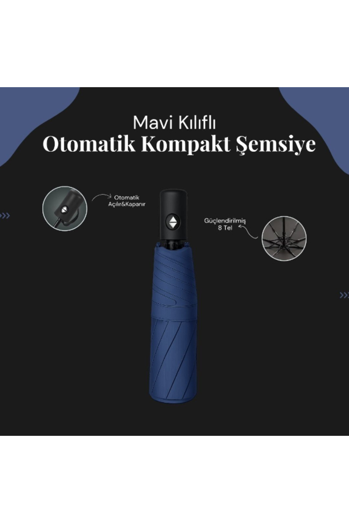 STOREMAX Mavi Kılıflı Otomatik Kompakt Şemsiye