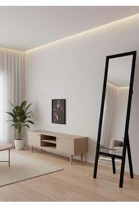 Fitset Siyah Ahşap Ayaklı Boy Aynası 145x40cm