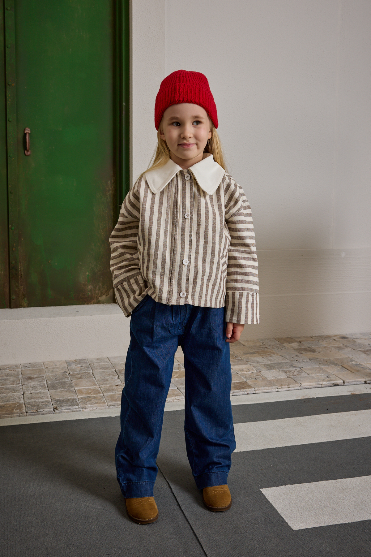 Fahhar Kids Yakalı Çizgili Ceket Bej fotoğrafı 6 (önizleme)