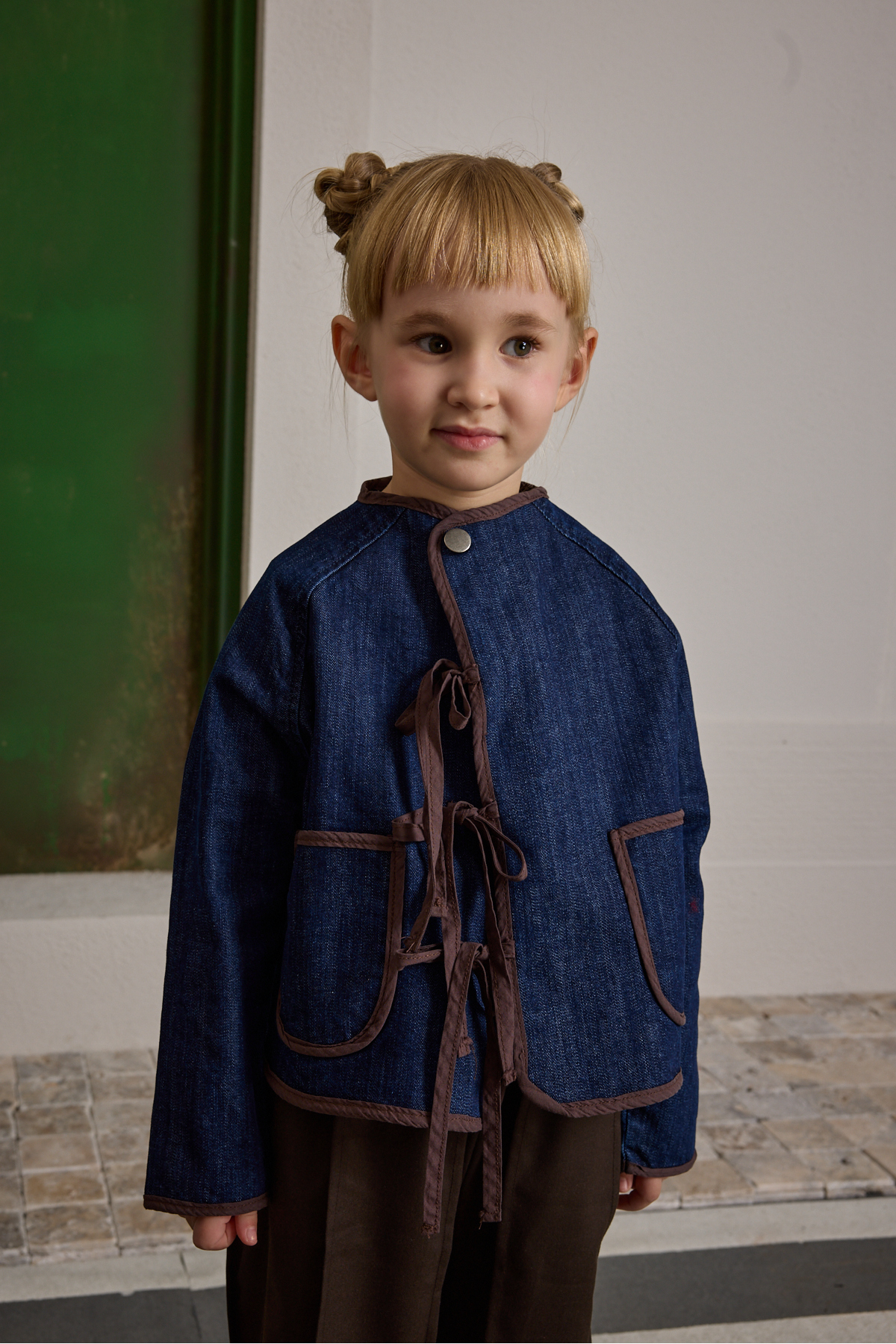 Fahhar Kids Bağcıklı Denim Ceket Koyu Mavi fotoğrafı 5 (önizleme)