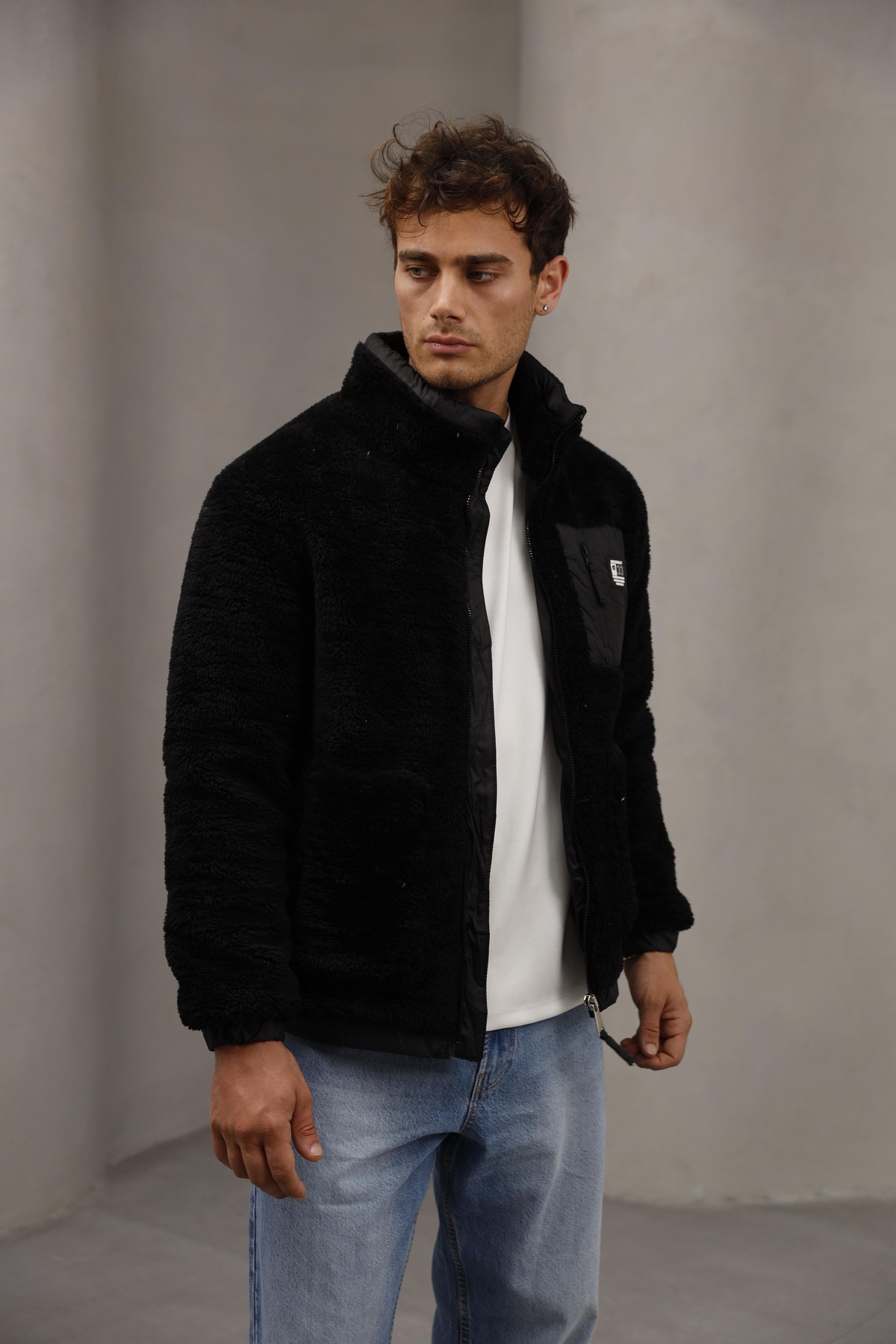 essenzaclothing  Unisex Oversize Peluş Mont Ceket - Görsel 3