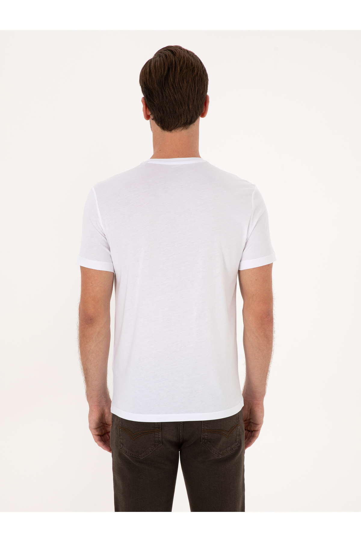 Cacharel  Beyaz Slim Fit %100 Pamuk Bisiklet Yaka Basic T-shirt 50324401-VR013 - Görsel 5