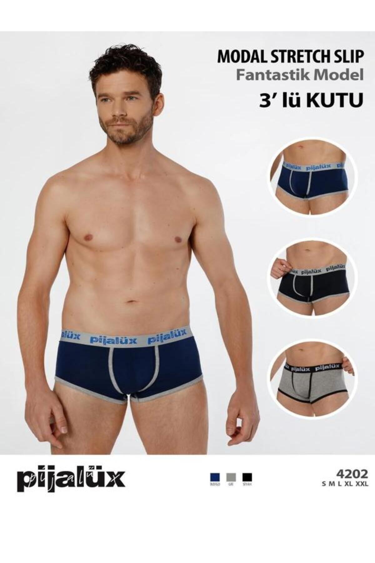 Pijalüx MODAL-PAMUK STRETCH SLİP ERKEK BOXER 3'LÜ SET
