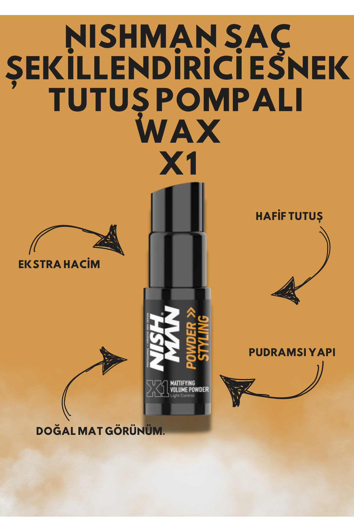 NISHMAN Saç Şekillendirici Toz Wax X1 / Oynanabilir Yapı / Pompalı