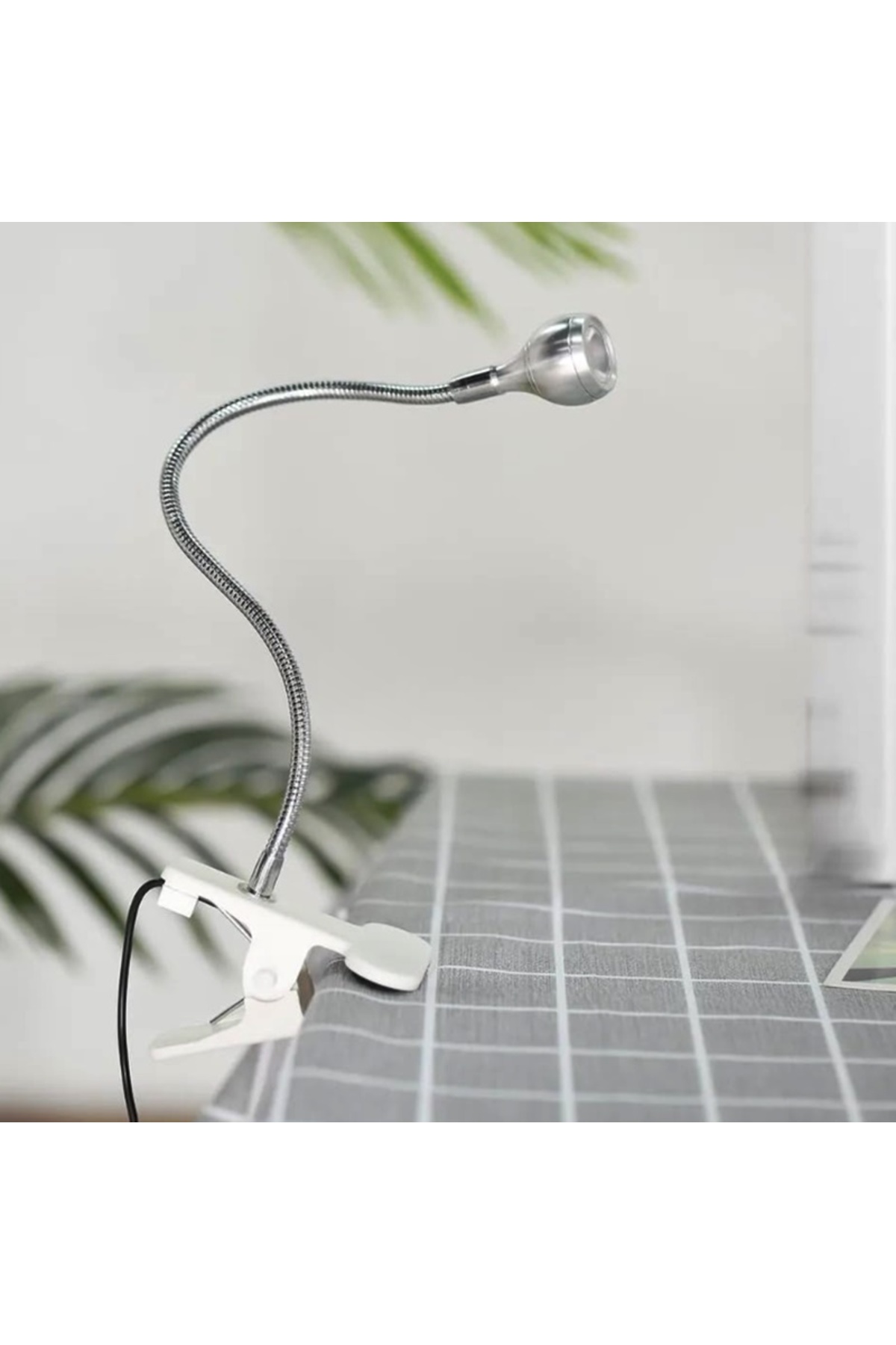 newnet Klipsli Masa Lambası BEYAZ COB LED IŞIK Ayarlanabilir