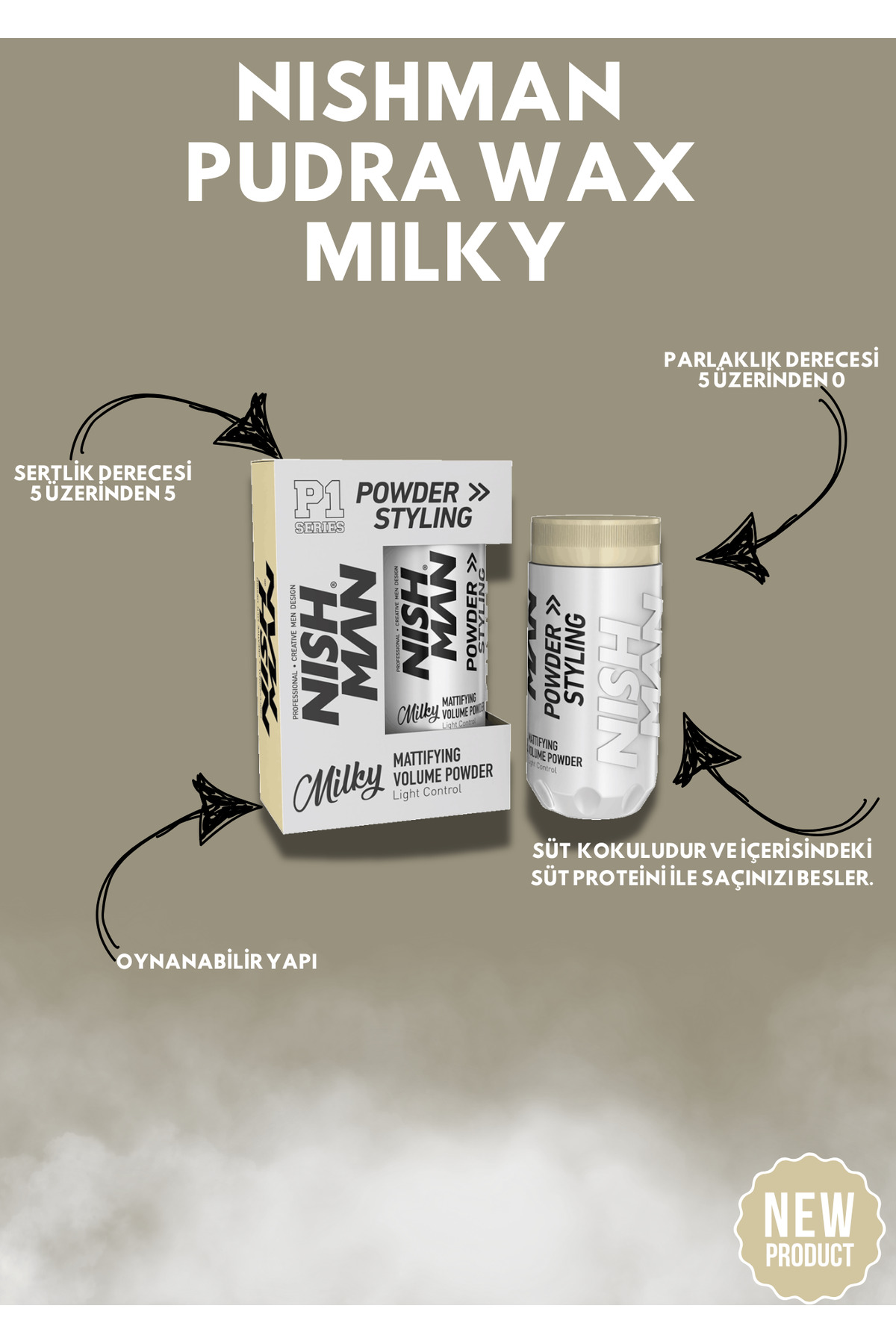 NISHMAN Saç Şekillendirici Toz Wax P1 Mılky / Oynanabilir Yapı