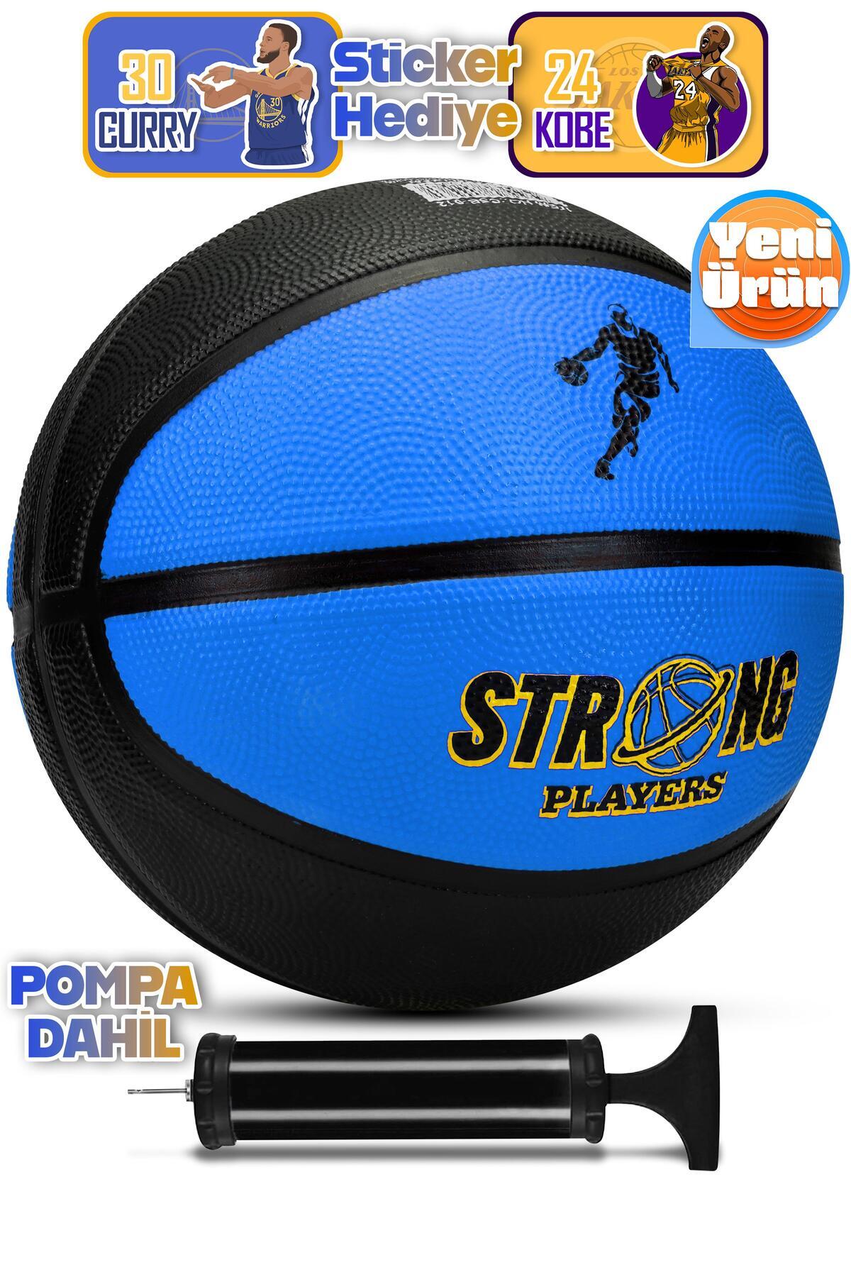 Telvesse Strong Basketbol Topu Pompalı Full Kauçuk Dayanıklı Deep Channel Kabartma No:7 B12 Mavi