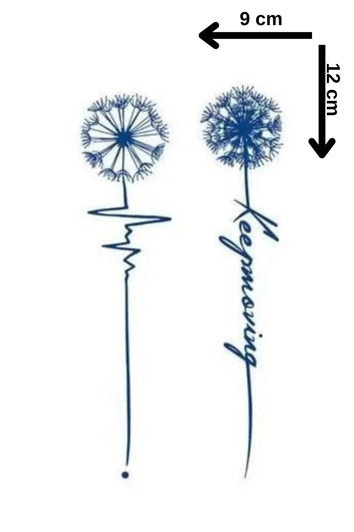 Barly 30 Gün / 1 Ay Kalıcı Hindiba Çiçeği Figürlü 12 Saat Sonra Kararan Geçici Dövme Tattoo