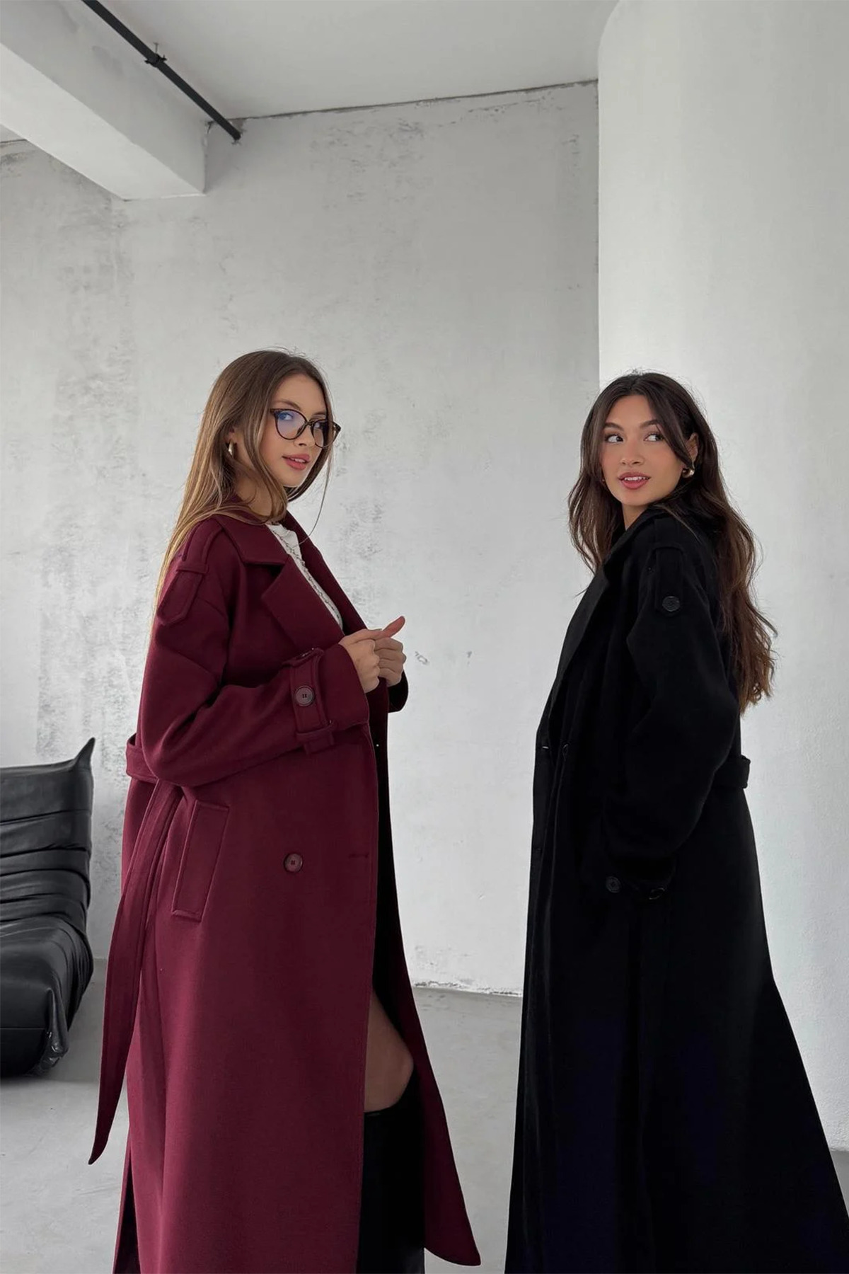 NET OF NOT  Siyah Kuşaklı Yeni Sezon Astarlı Premium Kalite Rahat Kalıp Kadın Kaşe Kaban Mont - Görsel 9