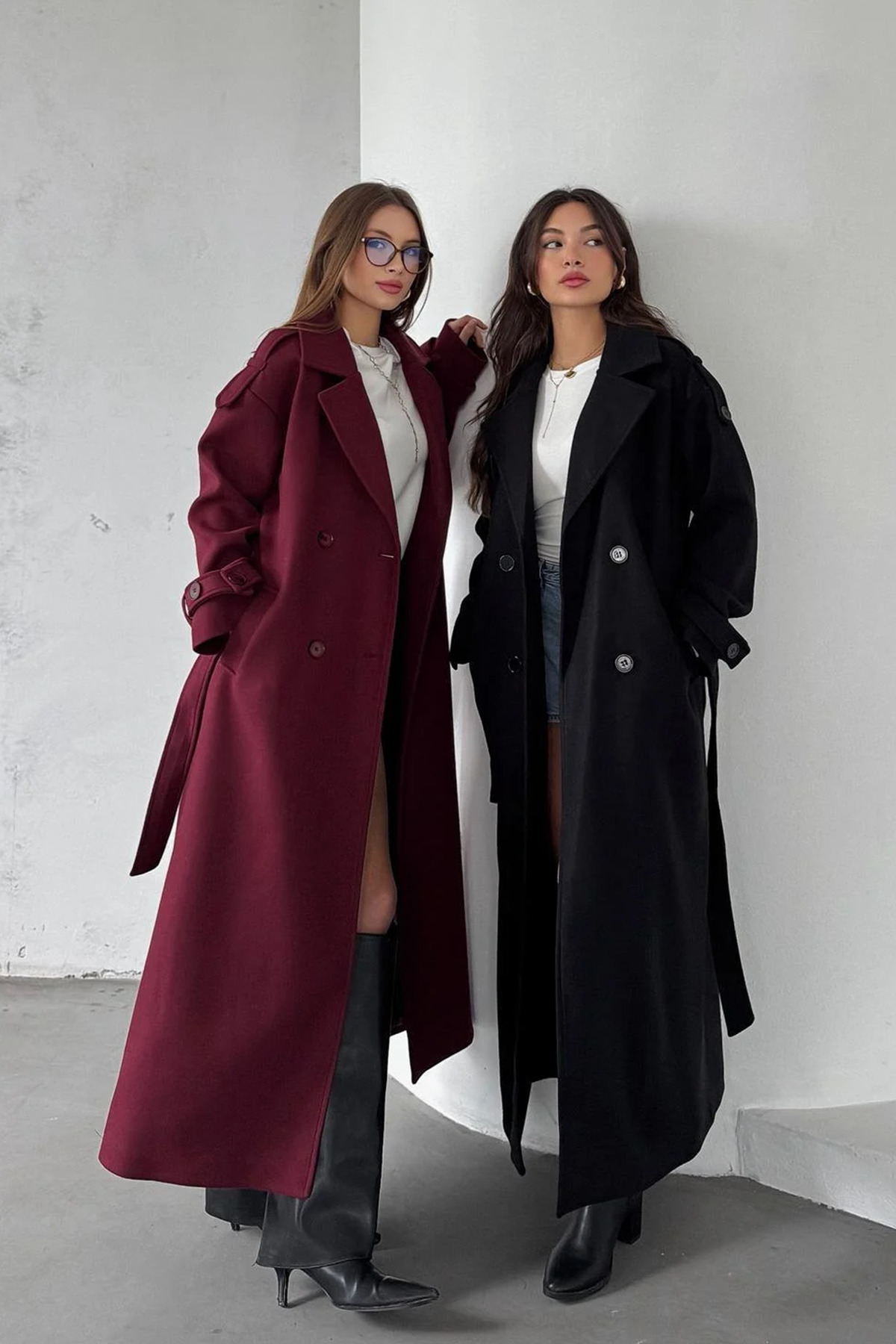 NET OF NOT  Siyah Kuşaklı Yeni Sezon Astarlı Premium Kalite Rahat Kalıp Kadın Kaşe Kaban Mont - Görsel 7