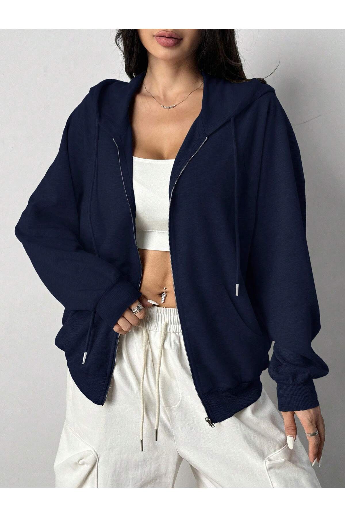 By Layina KADIN FERMUARLI KAPŞONLU SWEATSHIRT