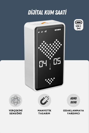 GWORKE GT-3 Dijital Kum Saati, Pomodoro Zamanlayıcı, Öğrenci Kronometresi, Mu...