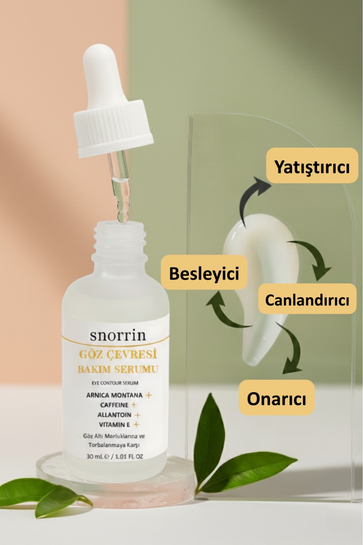 Göz Serumu Aydınlatıcı, Morluk ve Torbalanma Karşıtı Göz Altı Bakımı %5 Kafein + Kolajen 30 ml — S-002g — تصویر 2 از 4