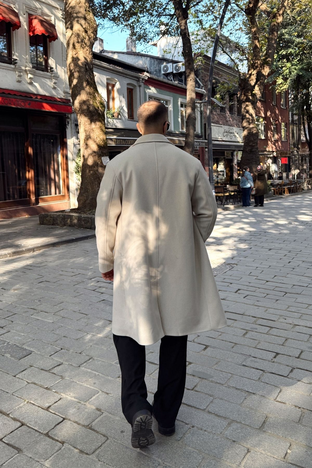 Livio Ferri Erkek Regular Fit Düğmeli Cepli Kışlık Astarlı Klasik Taş Uzun Kaşe Kaban görsel 8