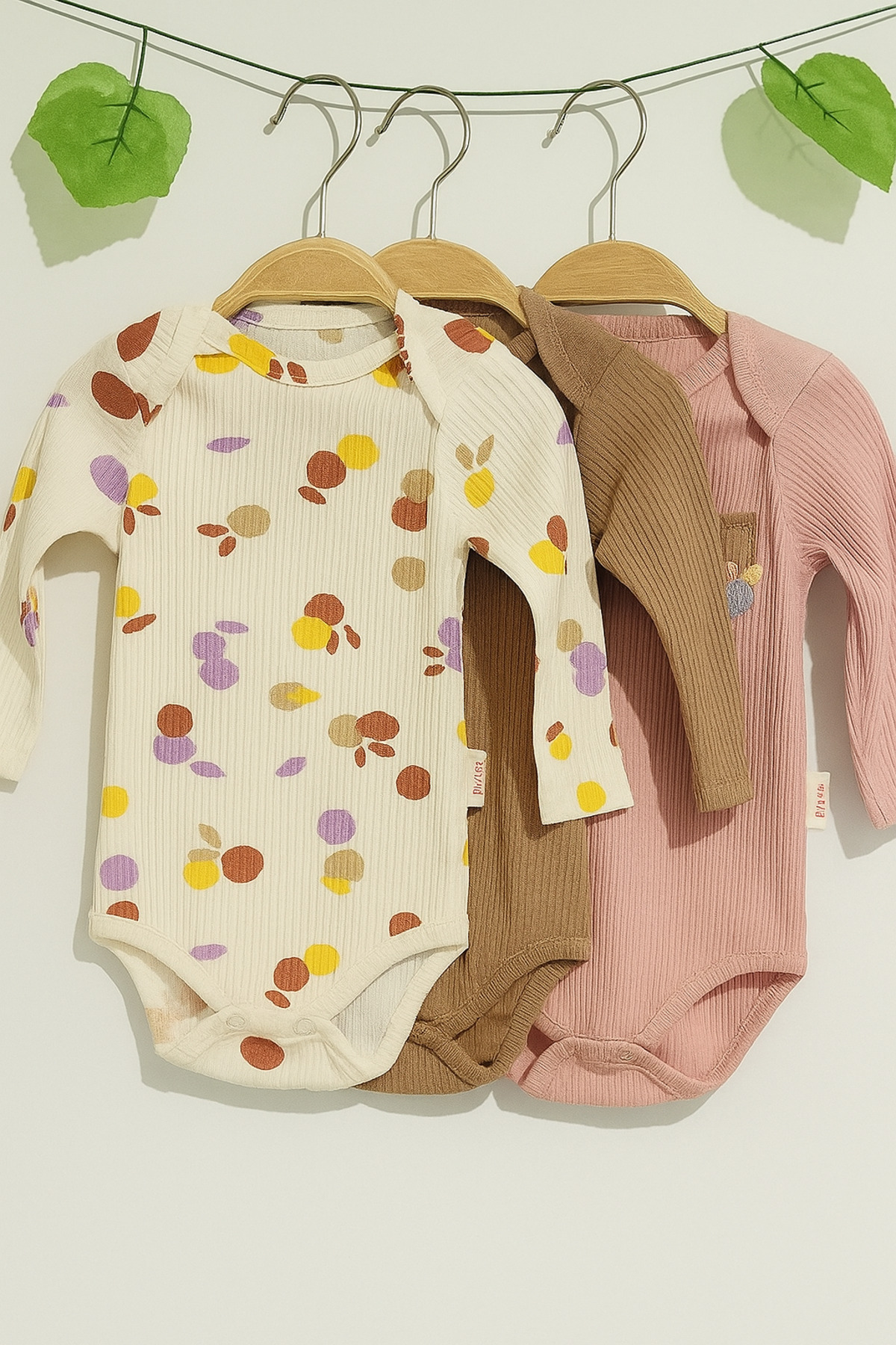 Baby Girl Cotton Newborn Snapsuit Set 0/9 Months Printed Long Sleeve 3-Piece