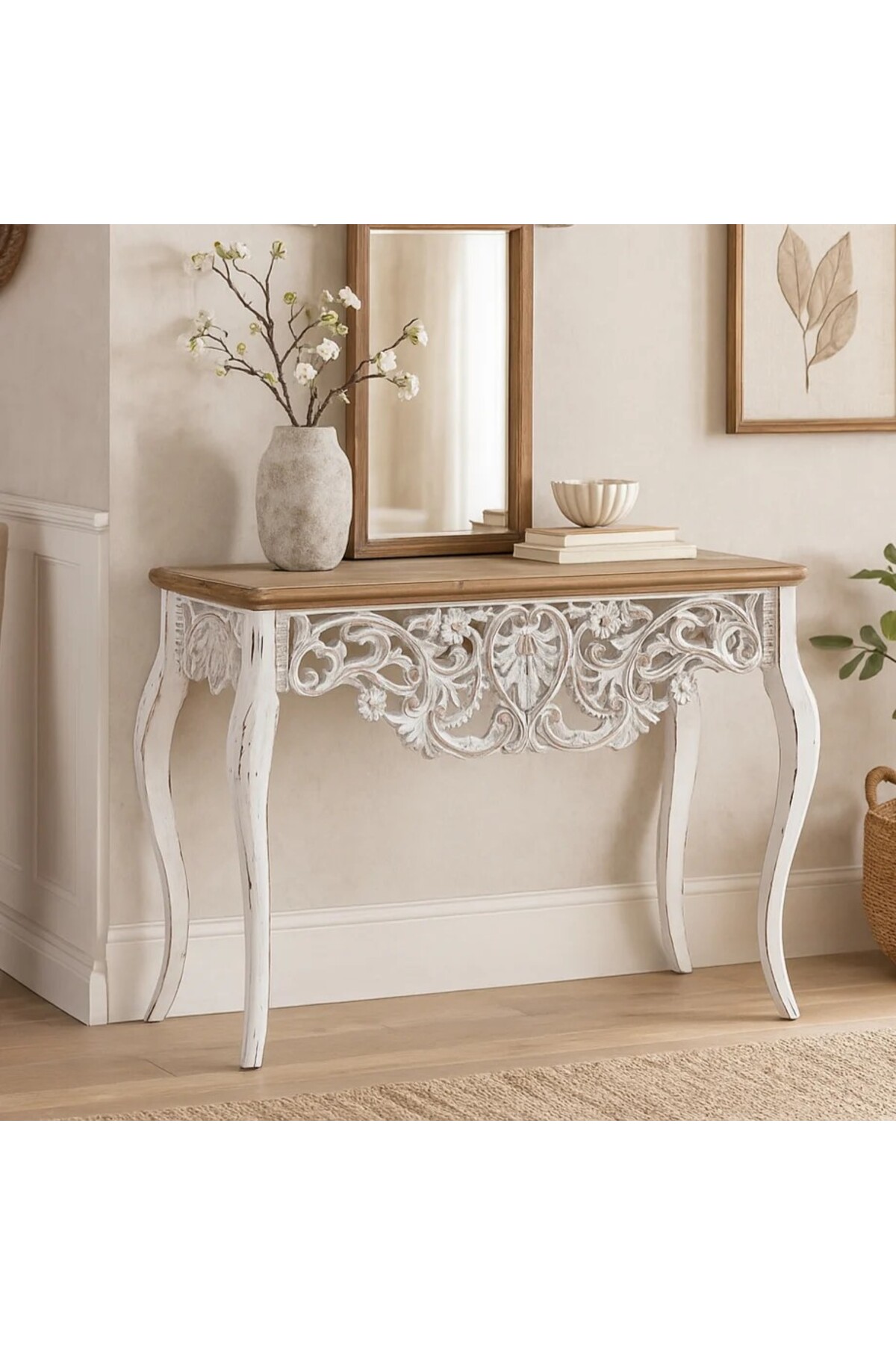 كونسول بوهيمي من الخشب تشطيب ريفي