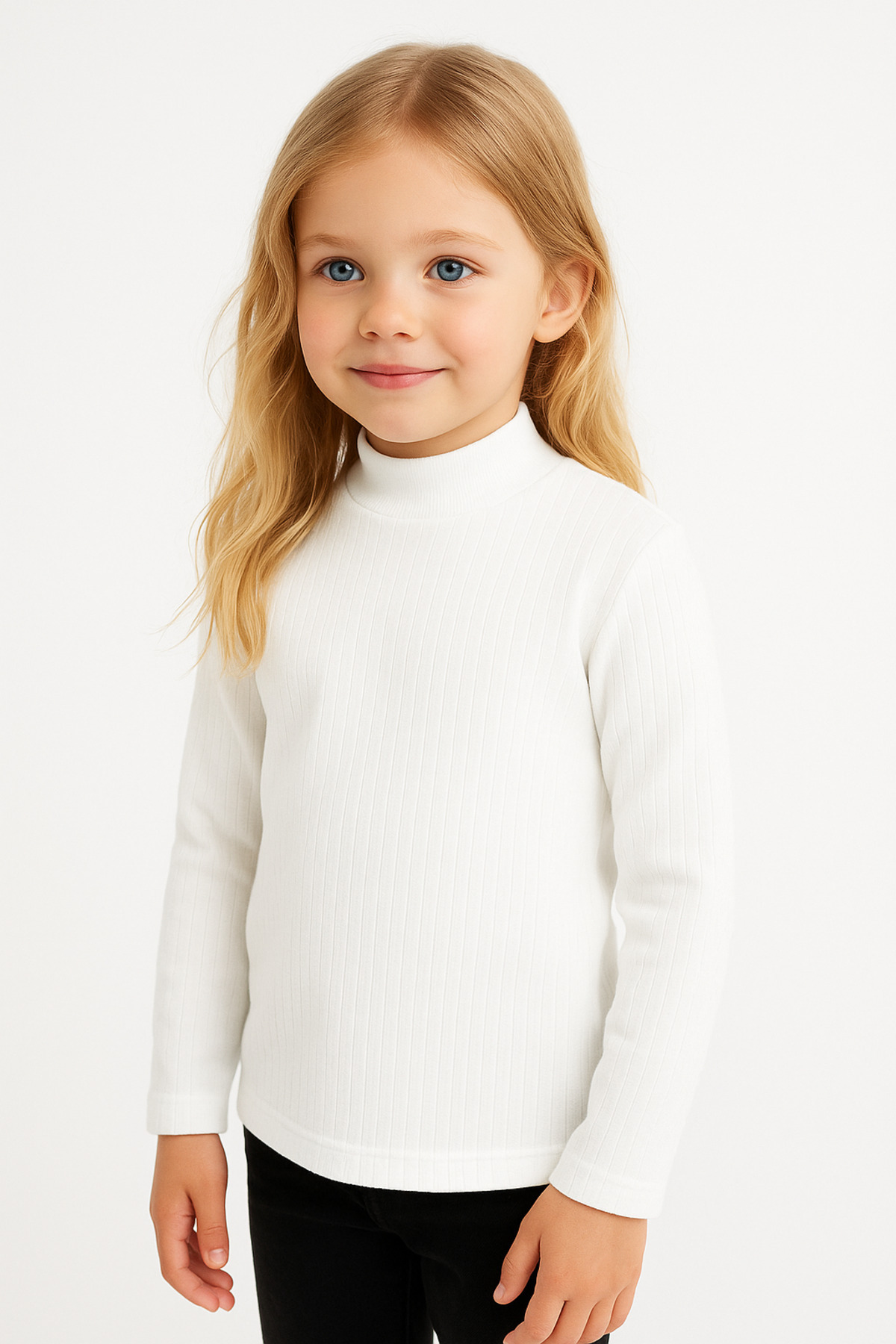 BABİDO Ribbed Half-High-Necked Girls' High-Necked Bodysuit, Color (3 Pieces)