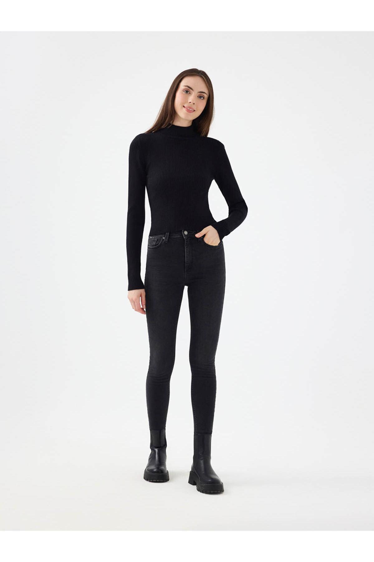 Loft Natalie Skinny Fit Antrasit Kadın Jean Pantolon Lf2037055