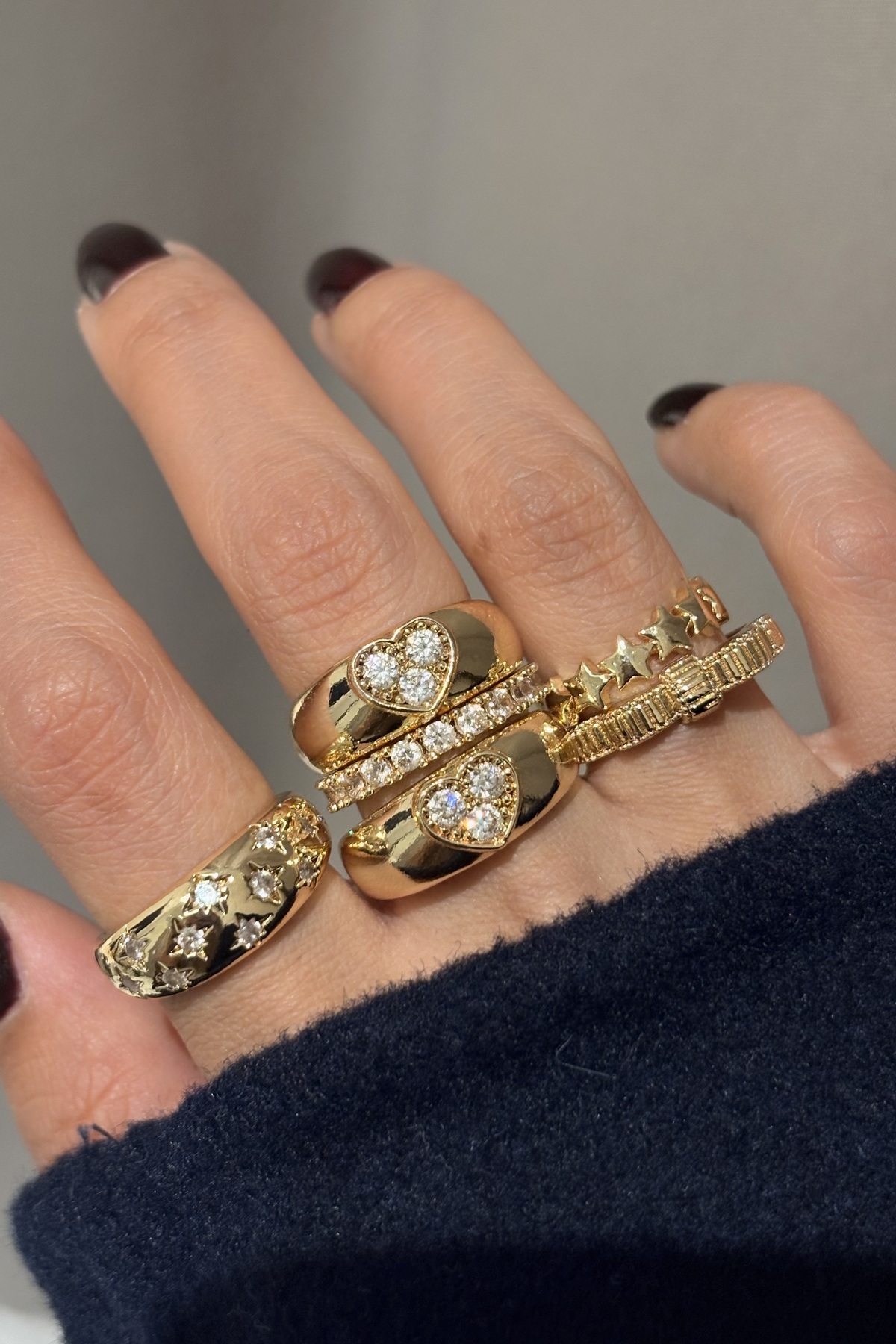 Lavian Accessories  3’lü Ola Star Yüzük Seti (AYARLANABİLİR) - Görsel 5