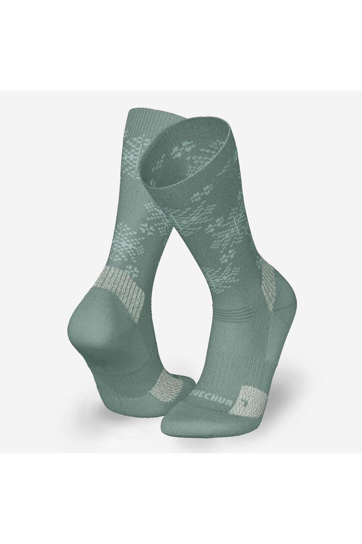 Decathlon Quechua Outdoor Orta Boy Termal Çorap - Yeşil - SH500 Mid