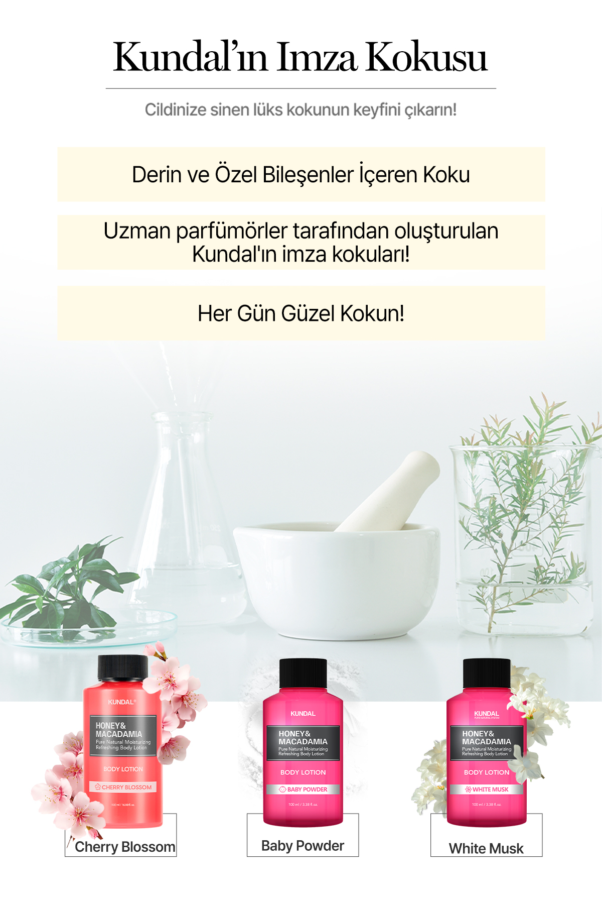 Nemlendirici ve Besleyici Vücut Losyonu Honey & Macadamia Pure Body Lotion 100ml Baby Powder — 8833 — تصویر 6 از 7