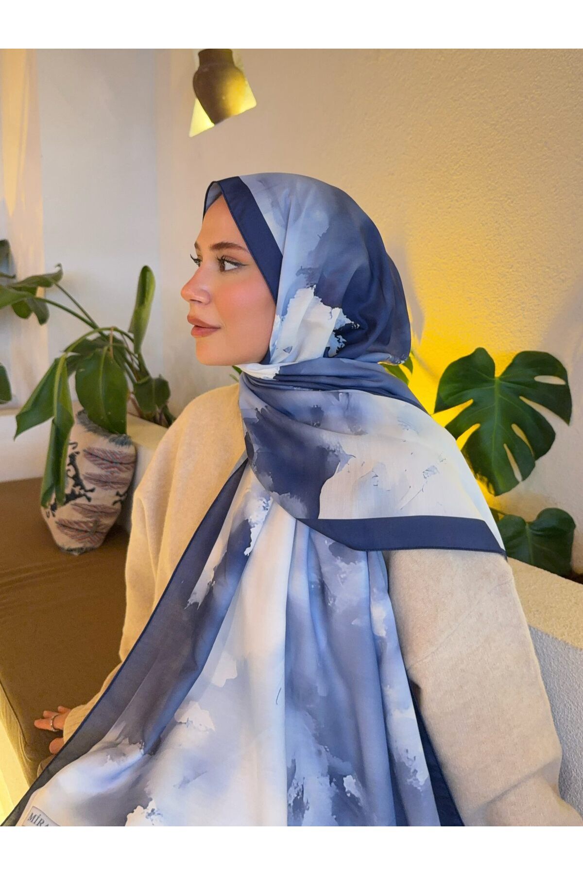 Mira İpek  Desenli Pamuk Soft Şal İlham Serisi Degrade Şal ps137 - Görsel 8