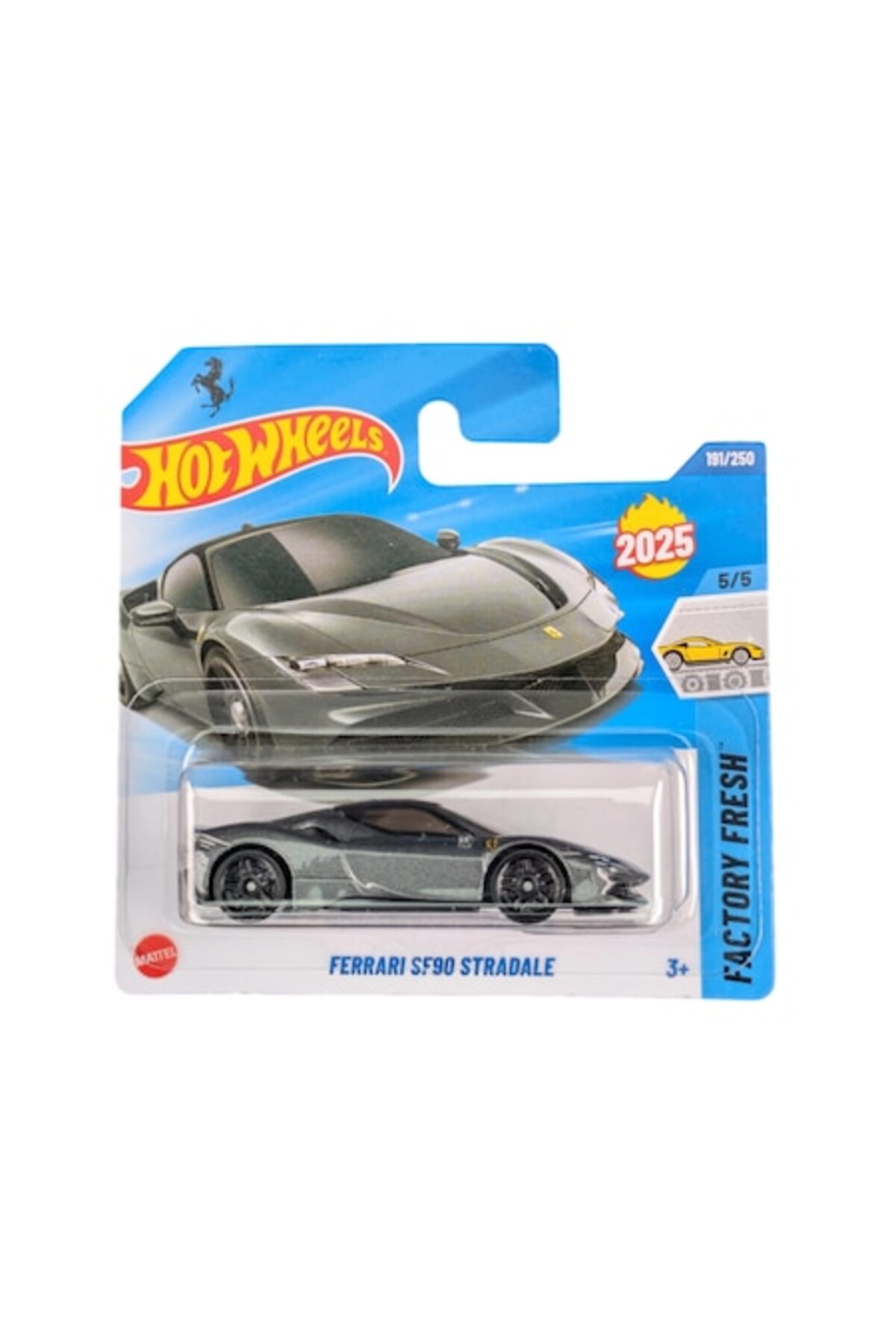 Mașină de jucărie Ferrari SF90 Stradale, gri, scară 1:64 (model 2025)