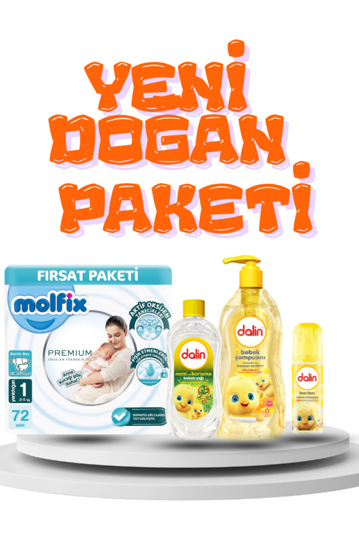 Dalin Yeni Doğan Bebek Bakım Paketi|Molfix 1 72’li+Dalin Şampuan 700ml ...