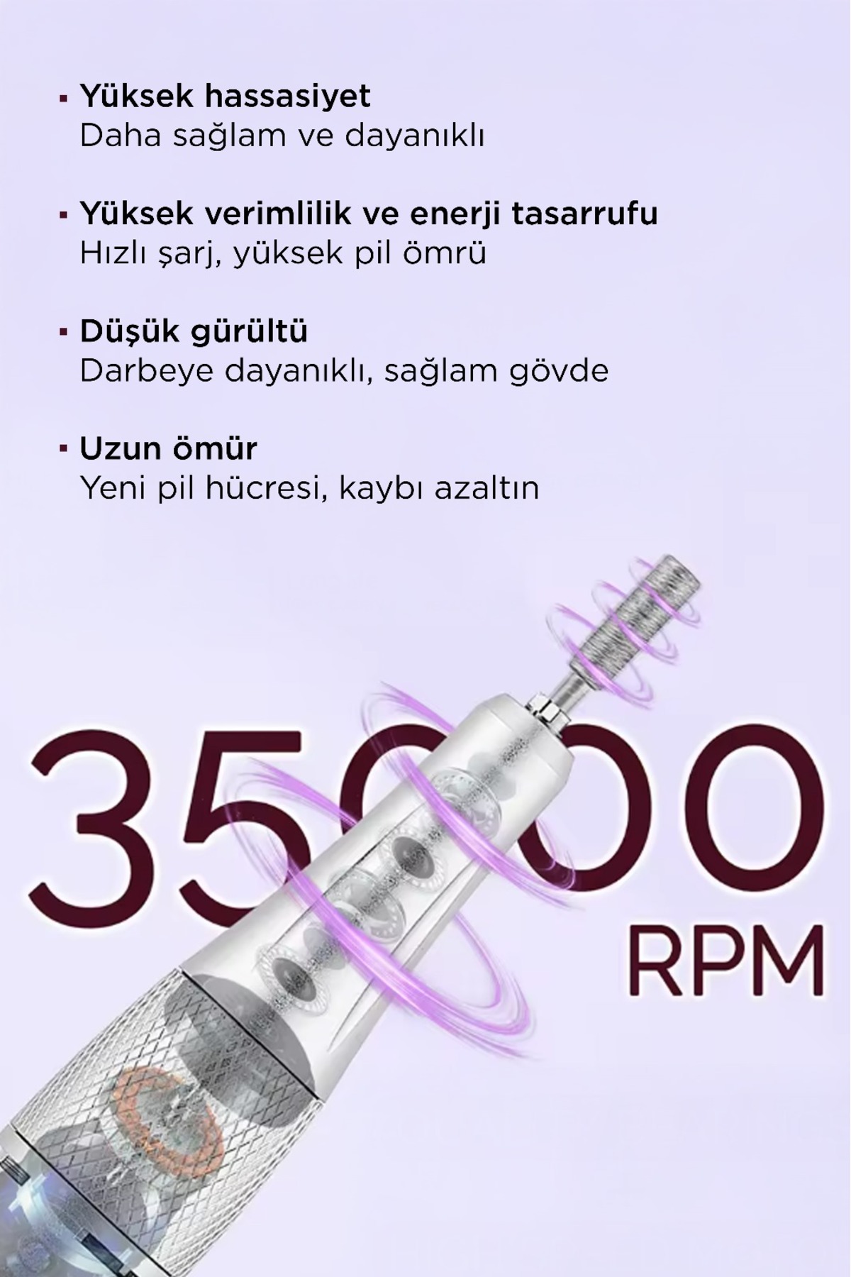 TRNKO1 Siyah Seri Profesyonel Tırnak Törpü Manikür Pedikür Makinesi 10 Başlıklı Seri — JETLİNESİYAHRENKTIRNAKSERİTRNK01 — تصویر 7 از 8