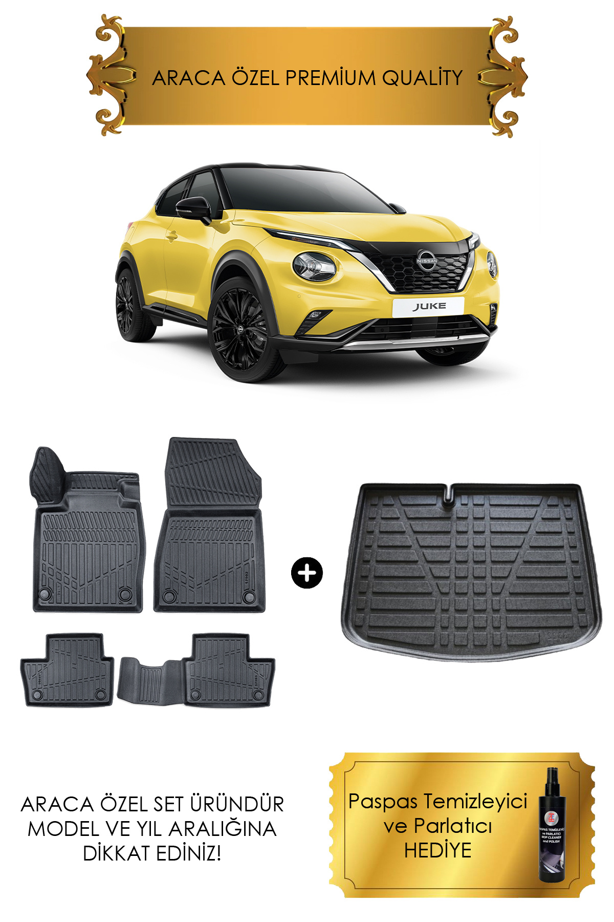 Sare Tuning Nissan Juke 2024 - 2025 ve Sonrası Havuzlu Paspas ve Alt Kademe Bagaj Havuzu (HEDİYELİ) Uyumlu