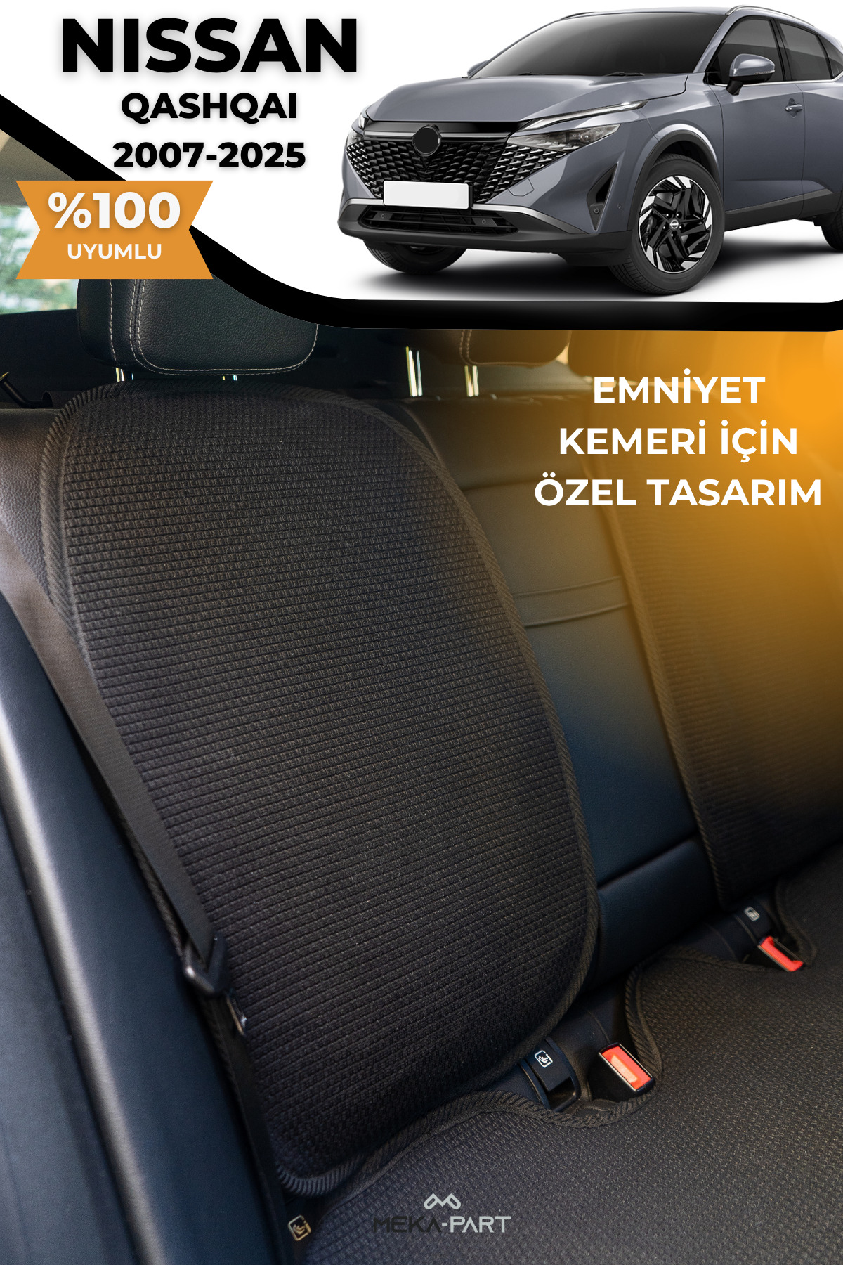TREND Terletmez Oto Koltuk Koruyucu Kılıf %100 Pamuk 5 li Tam Set Siyah Nissan Qashqai fotoğrafı 2 (önizleme)