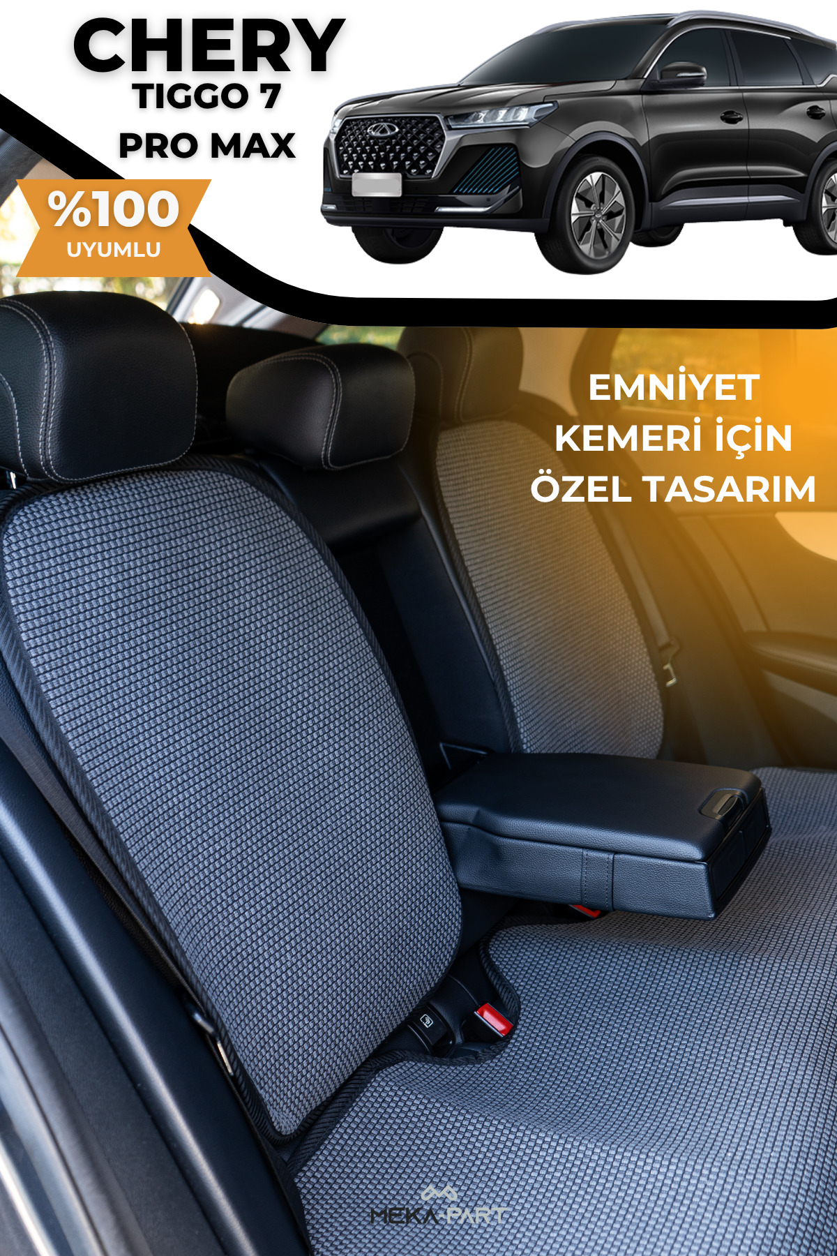 TREND Terletmez Oto Koltuk Koruyucu Kılıf %100 Pamuk 5 li Tam Set Füme Chery Tiggo 7 fotoğrafı 2 (önizleme)