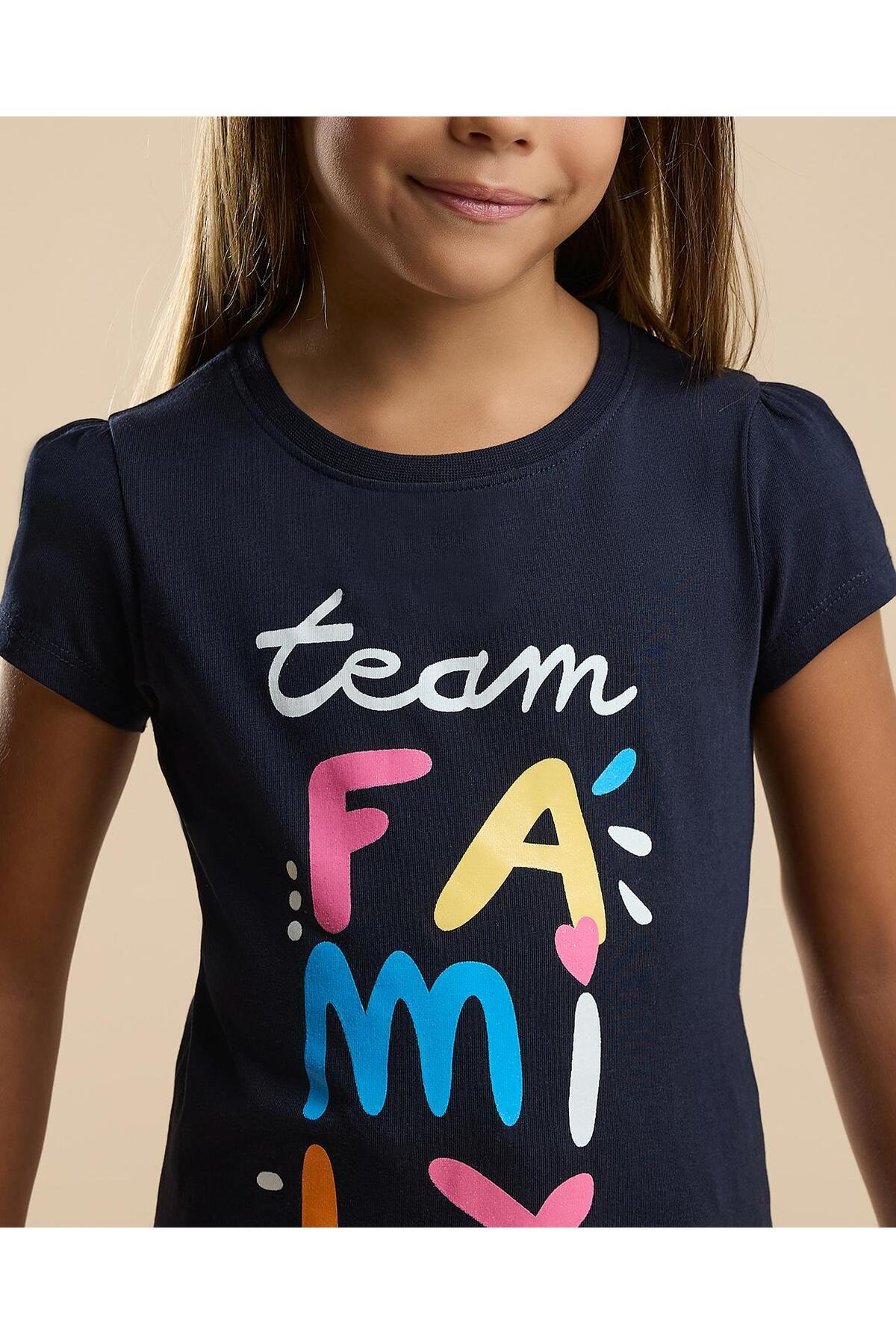 R&B Typography Print T-Shirt with Crew Neck and Short Sleeves