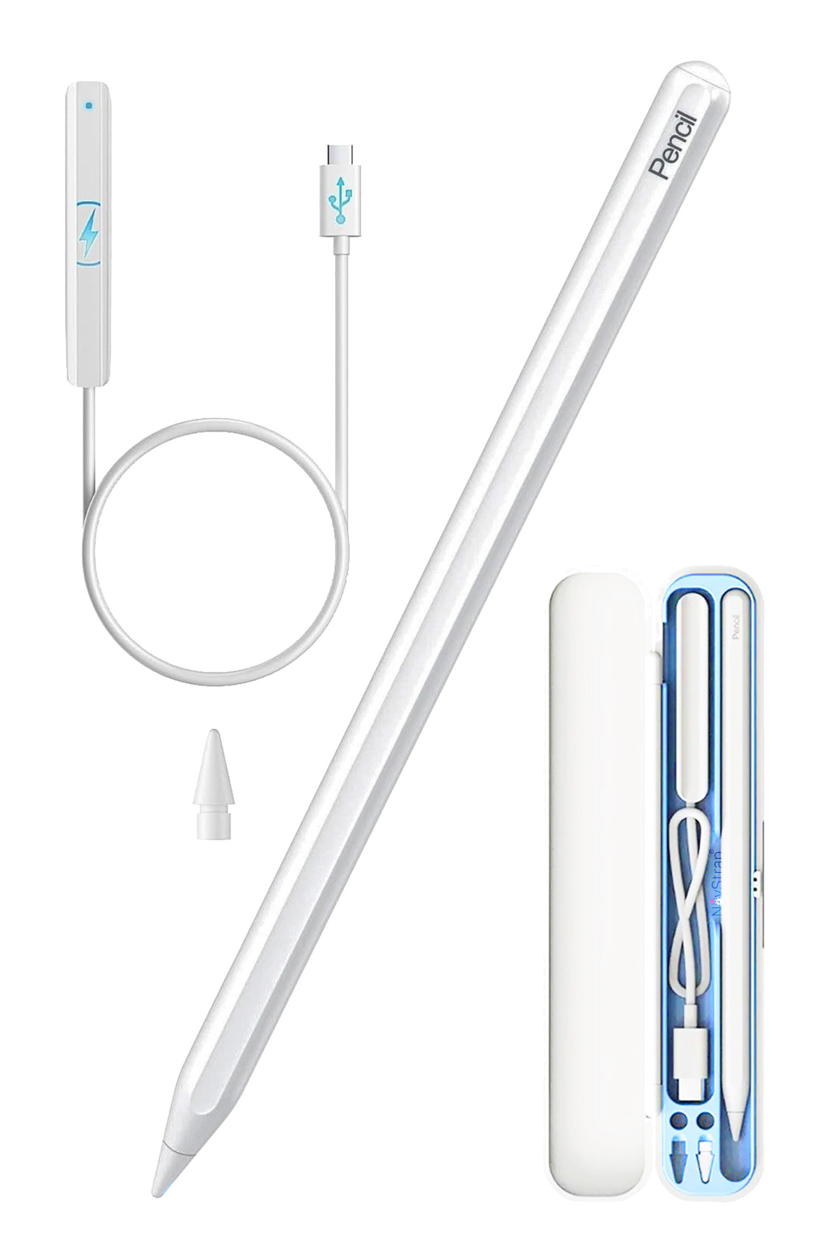 NovStrap iPad A16 11. Nesil 10 Nesil 10.9 ile Uyumlu Dokunmatik Tablet Kalemi Avuç İçi Reddi Manyetik Şarjlı