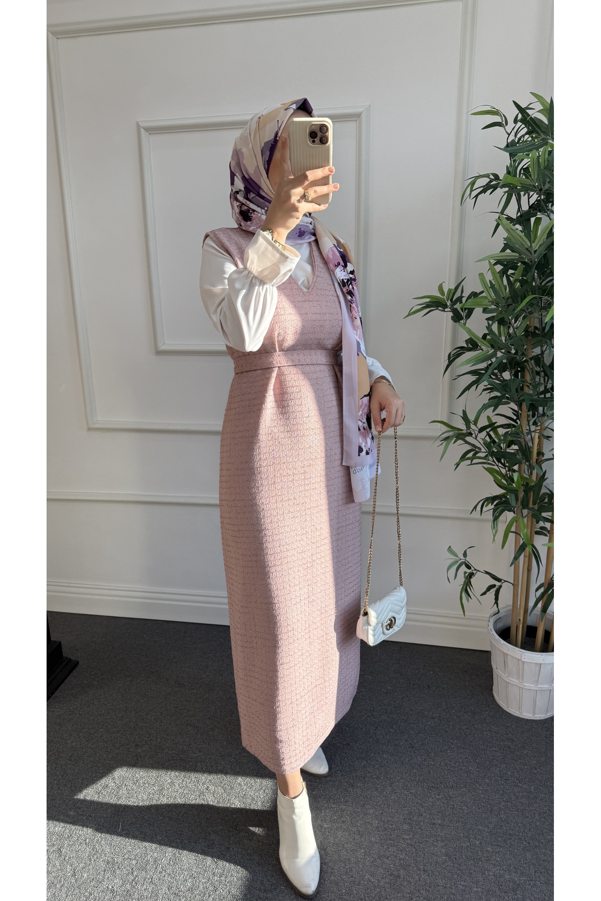 Nisa Nalbantoğlu  Toz Pembe Simli Tüvit Tesettür Jile - Görsel 4