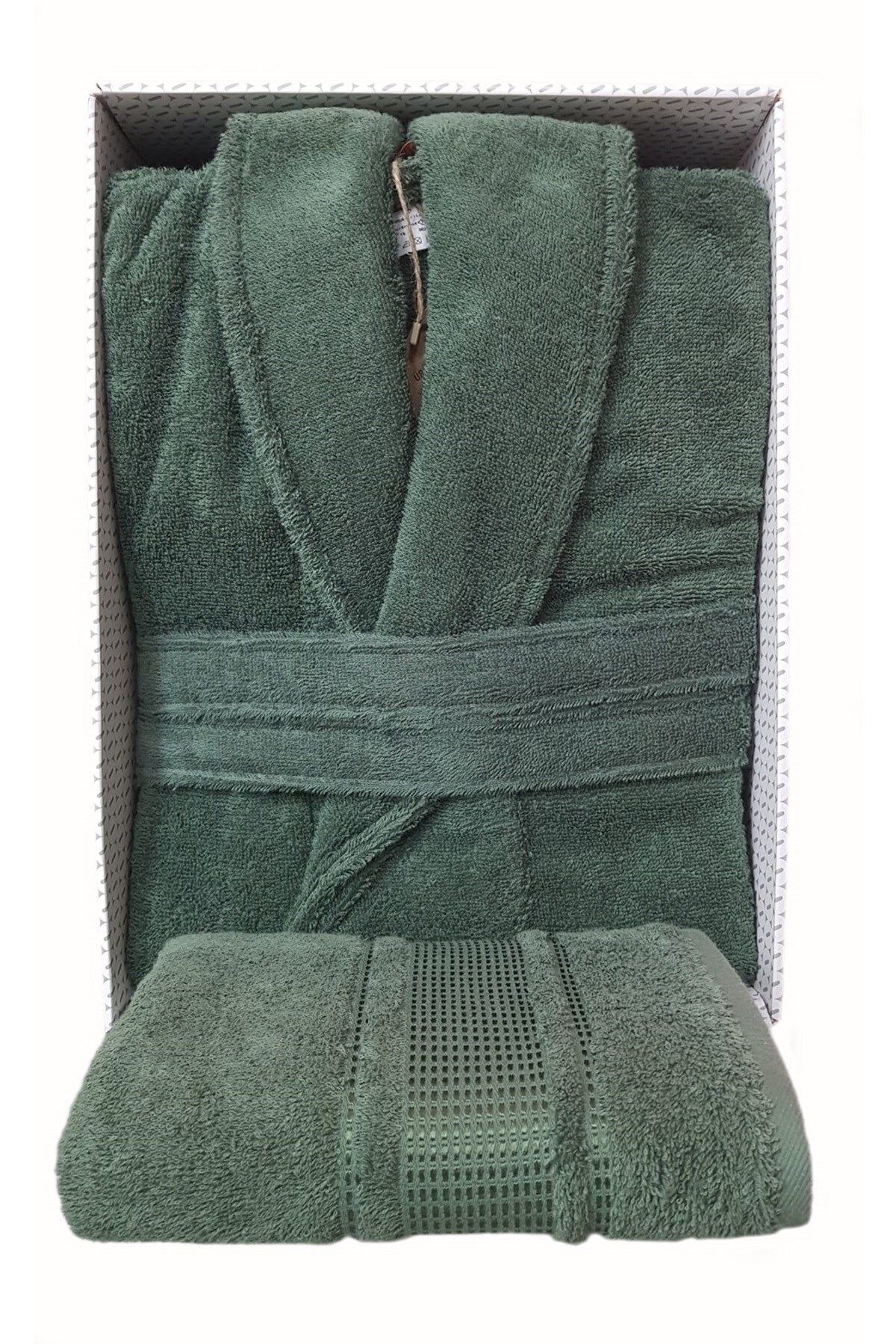  حوله حمام شالی یقه‌دار Colourist + حوله سر - سبز زمردی